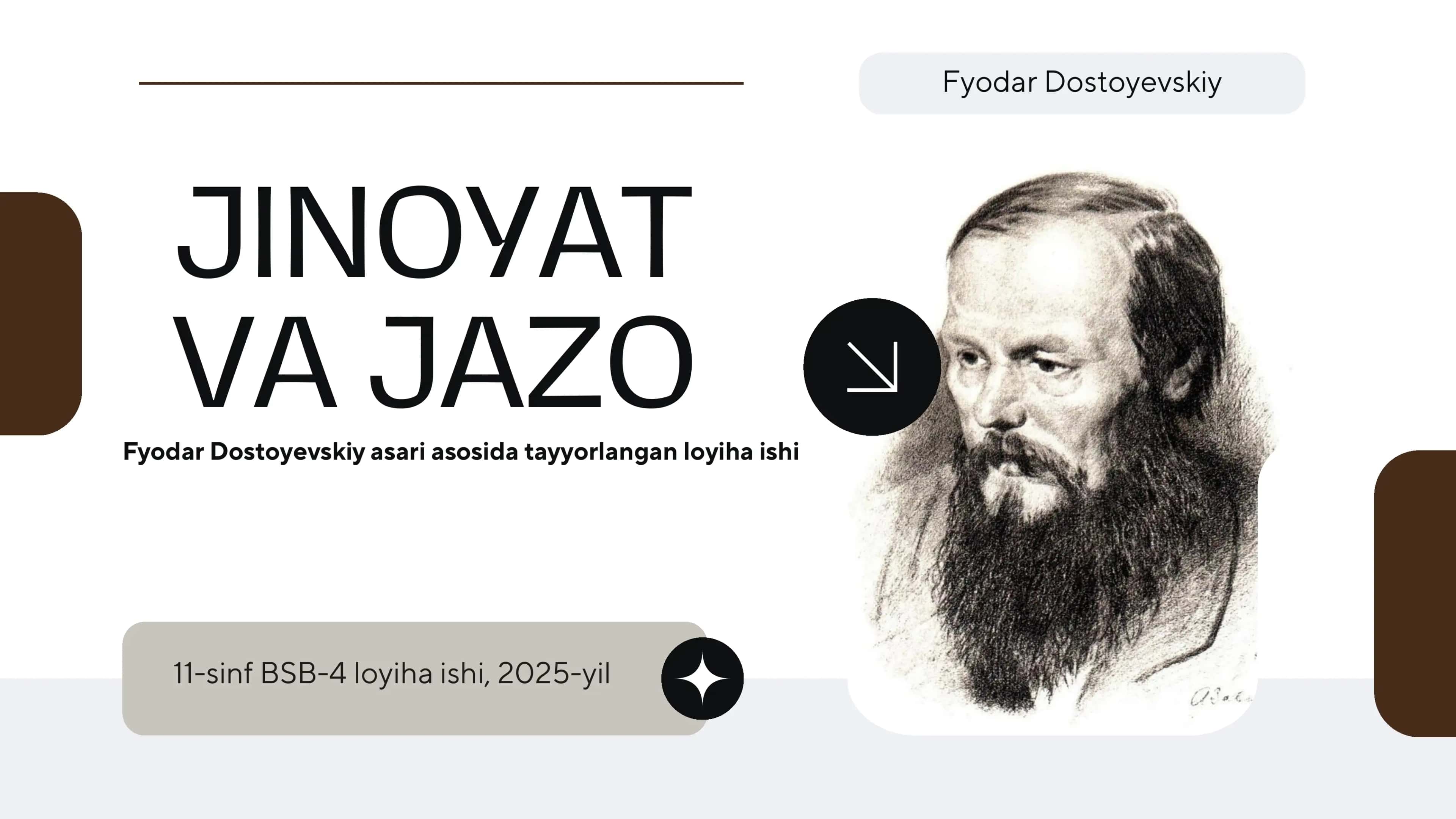Adabiyotdan amaliy ish "Jinoyat va jazo - Fyodar dostoyevskiy" 1