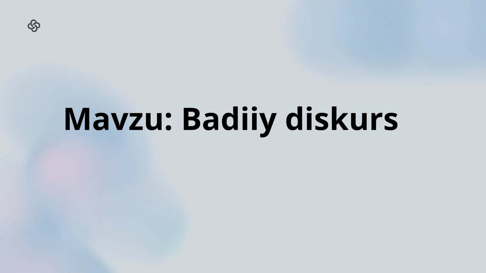 Badiiy diskurs 1