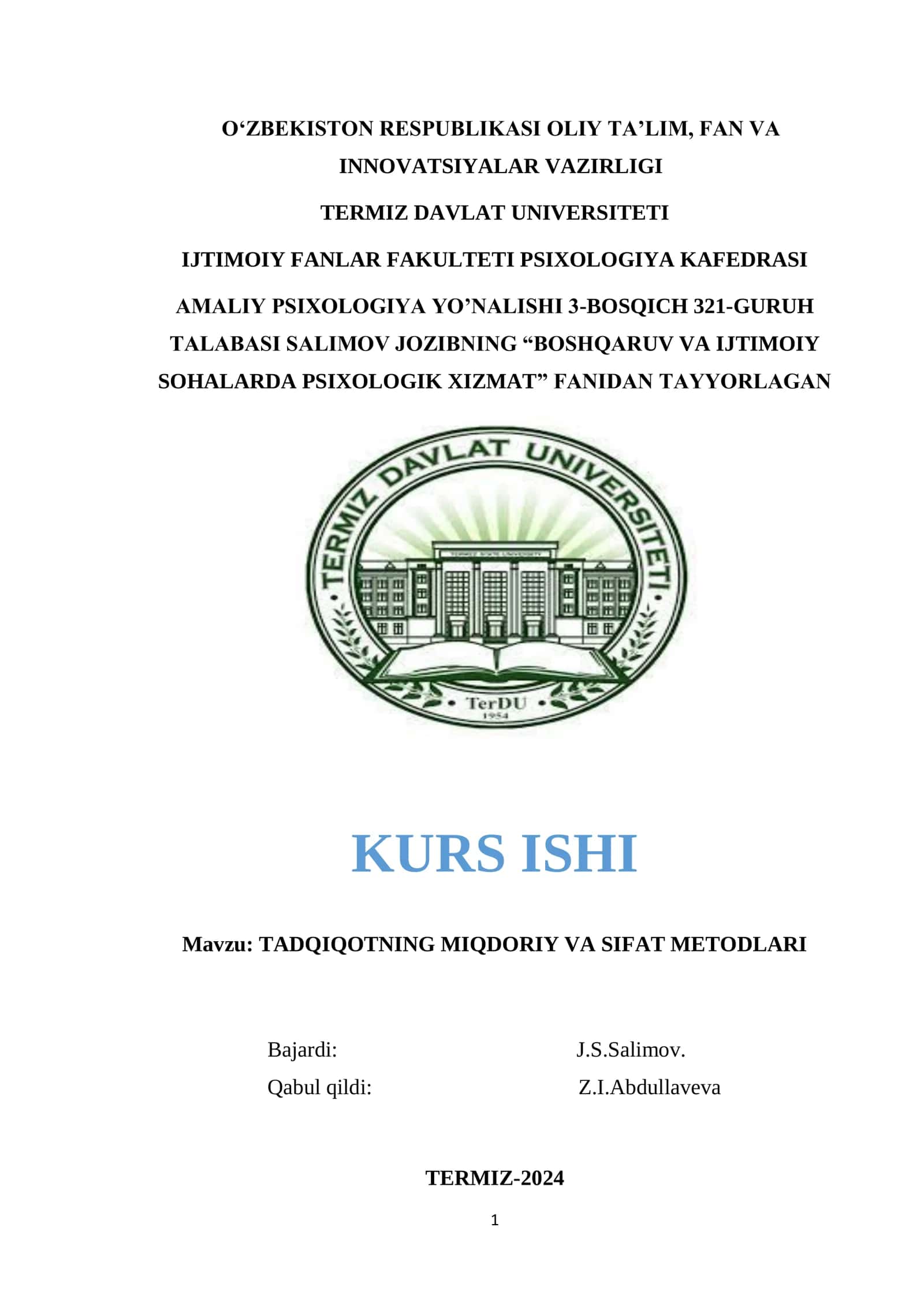 TADQIQOTNING MIQDORIY VA SIFAT METODLARI 1