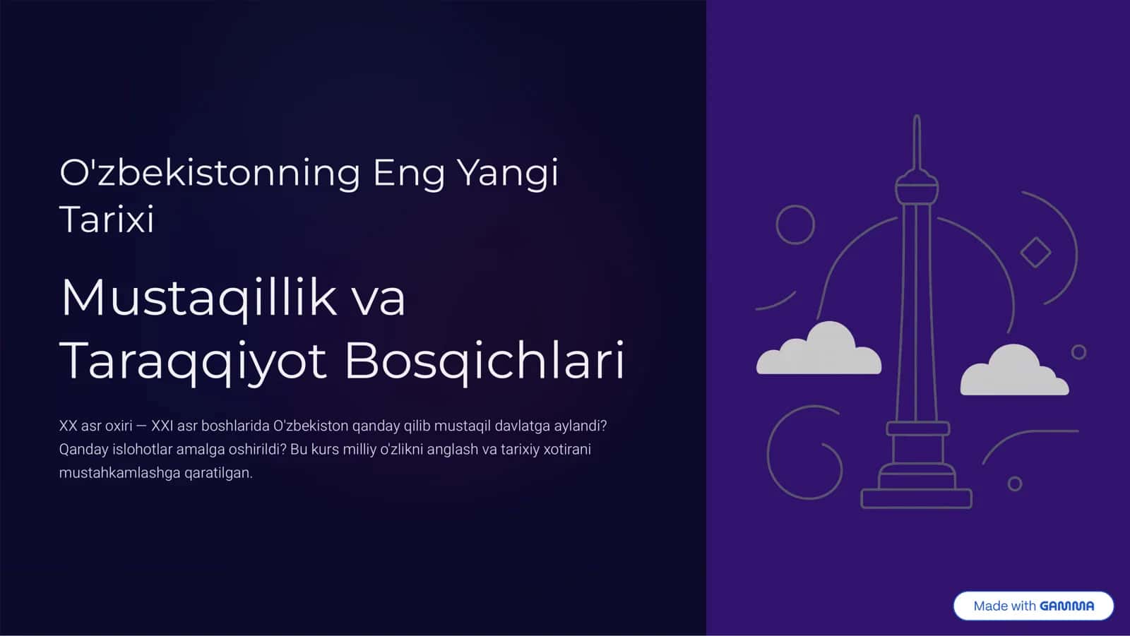 O‘ZBEKISTONNING ENG YANGI TARIXI: MUSTAQILLIK VA TARAQQIYOT BOSQICHLARI 1