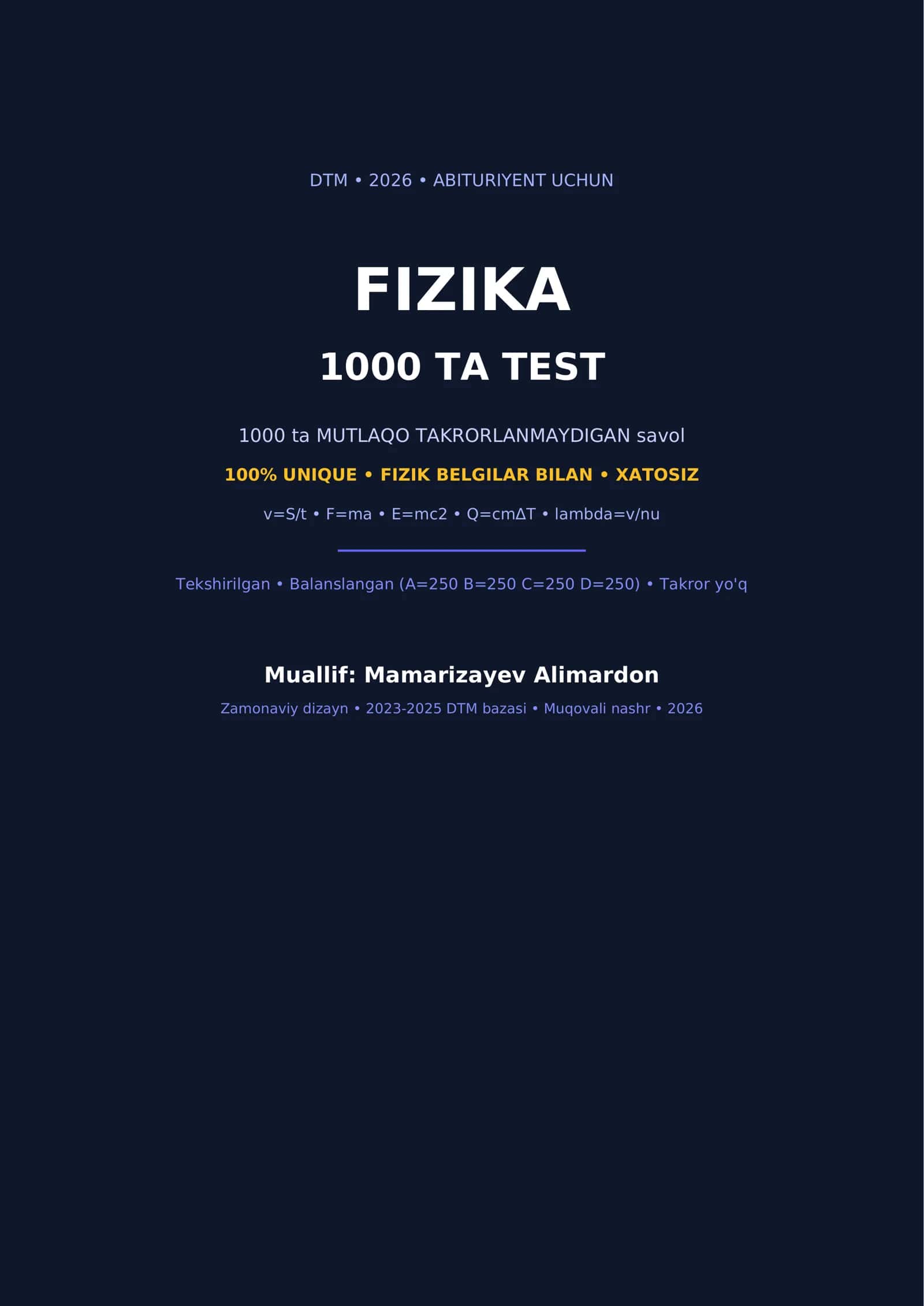 DTM Fizikadan 1000 ta test 1