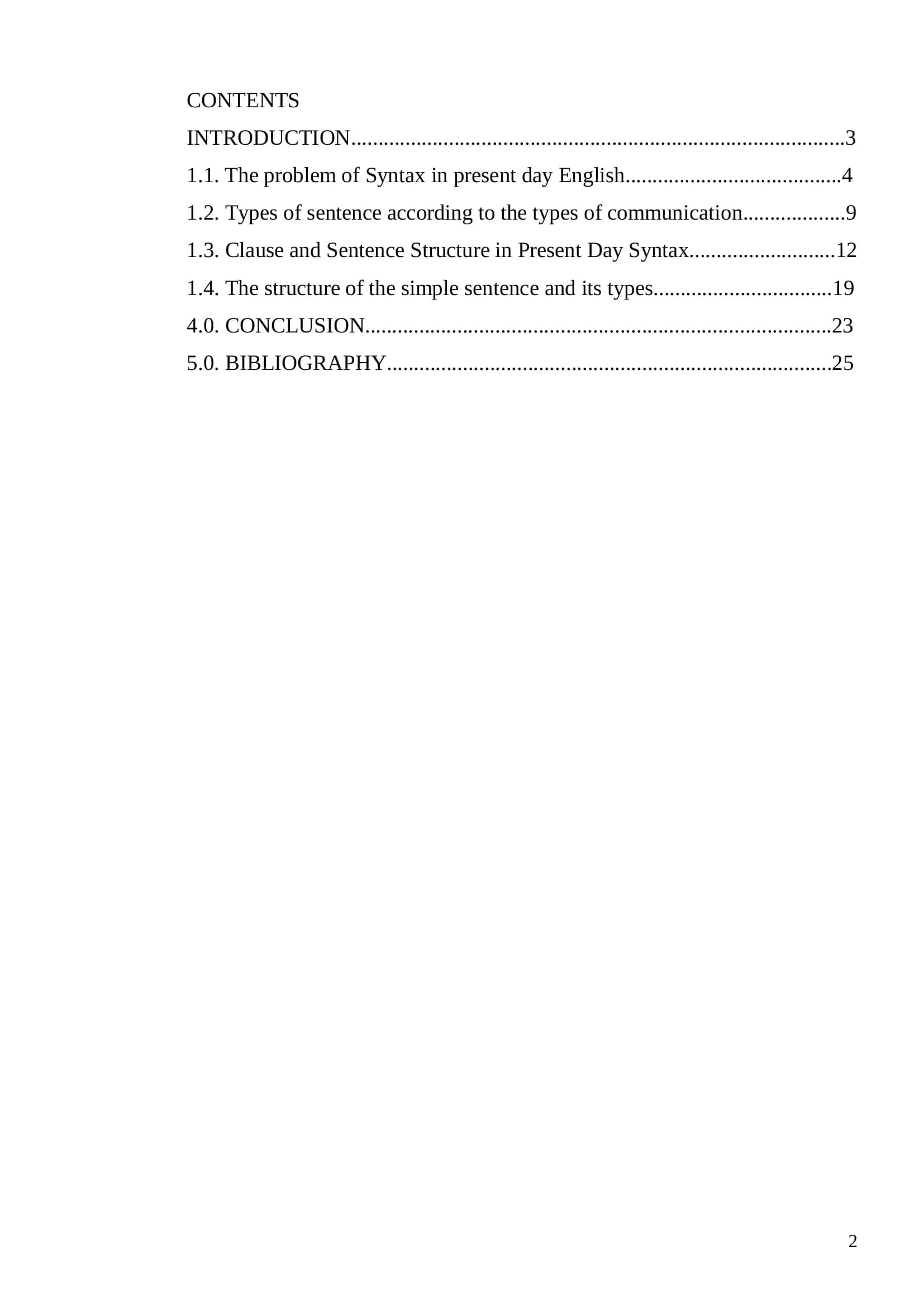 The problem of English syntax in present day English 1