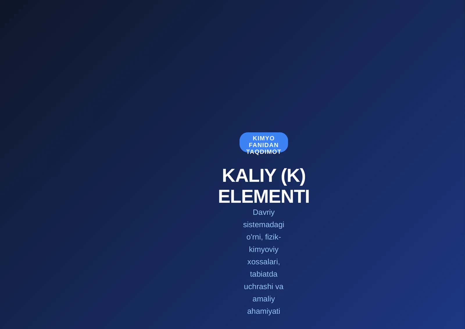 Kaliy Elementi uchun taqdimot 1