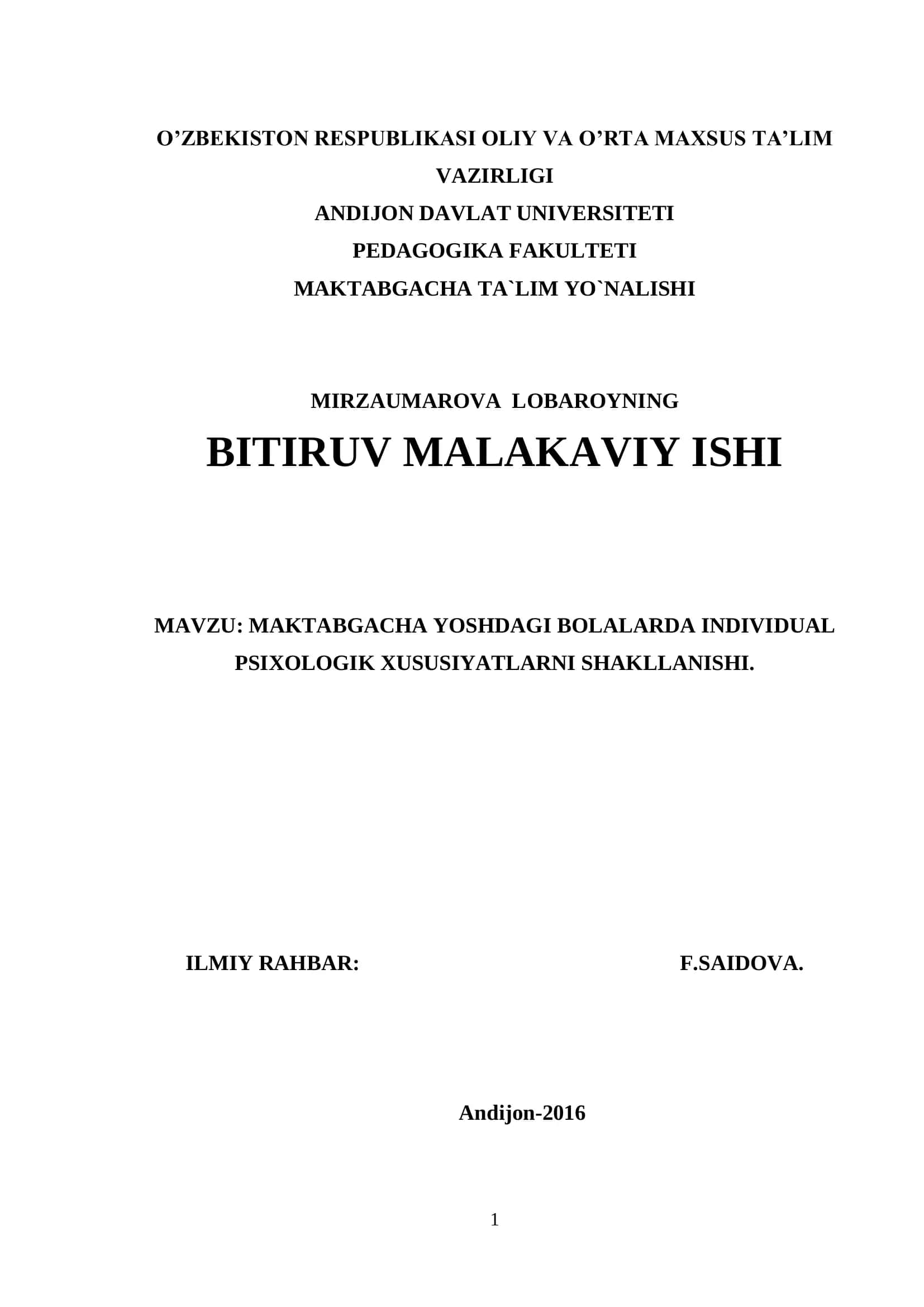 MAKTABGACHA YOSHDAGI BOLALARDA INDIVIDUAL PSIXOLOGIK XUSUSIYATLARNI SHAKLLANISHI 1