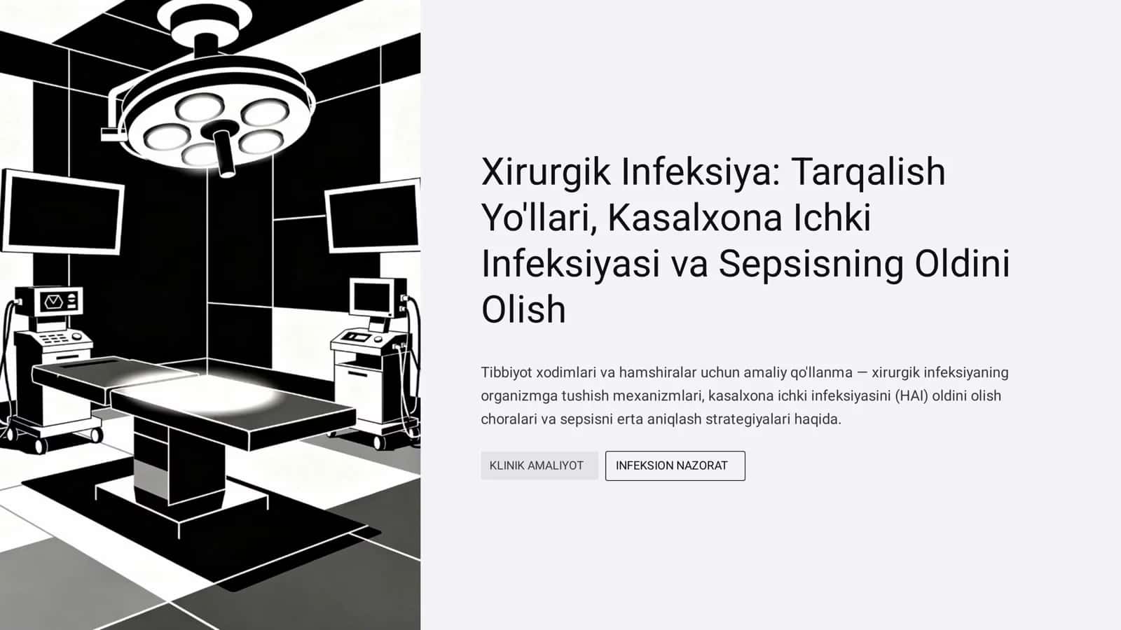 Xirurgik Infeksiya: Tarqalish Yo'llari, Kasalxona Ichki Infeksiyasi va Sepsisning Oldini Olish 1