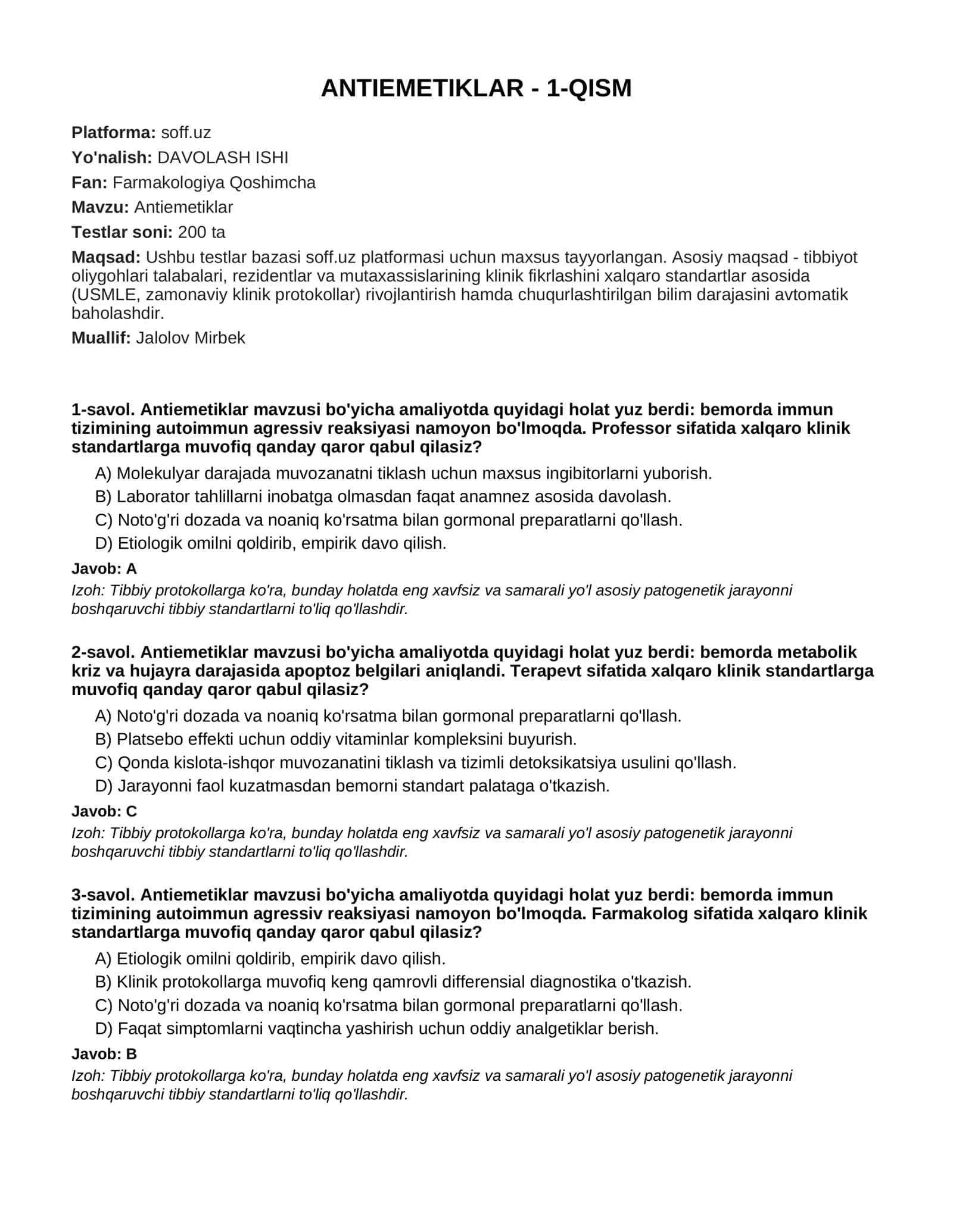 ANTIEMETIKLAR - 1-QISM 1