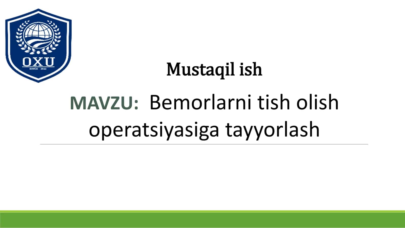 Bemorlarni tish olish operatsiyasiga tayyorlash 1