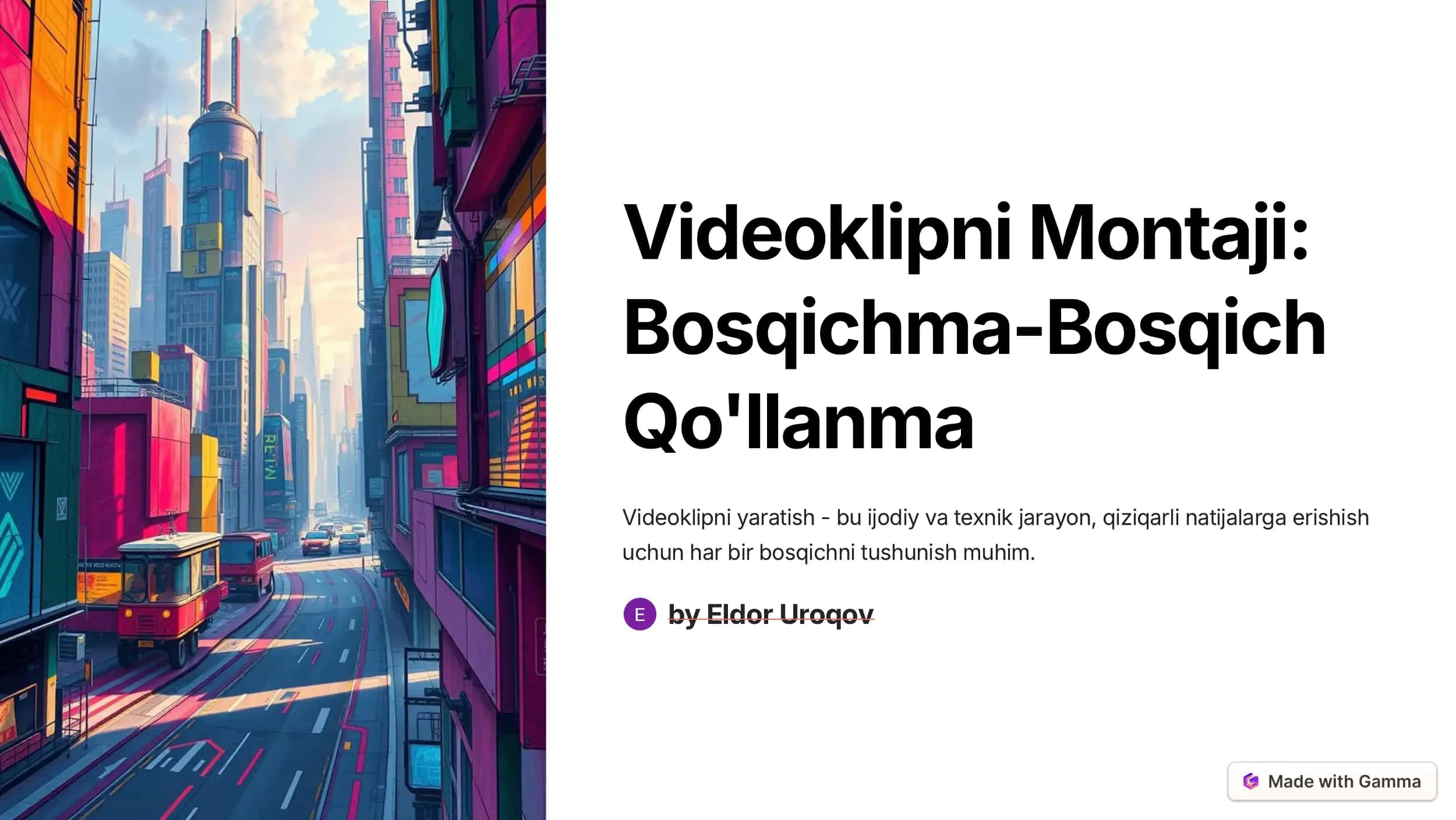Videoklipni Montaji ushbu qo'llanma 1