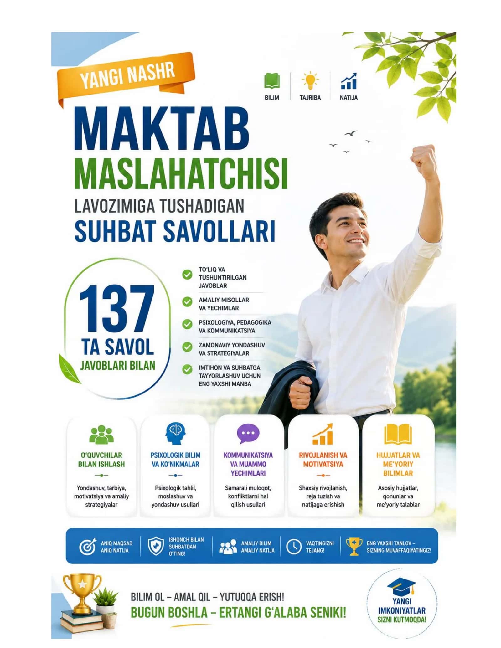 Maktab maslahatchisi lavozimiga tushadigan suhbat savollari 137 ta 1