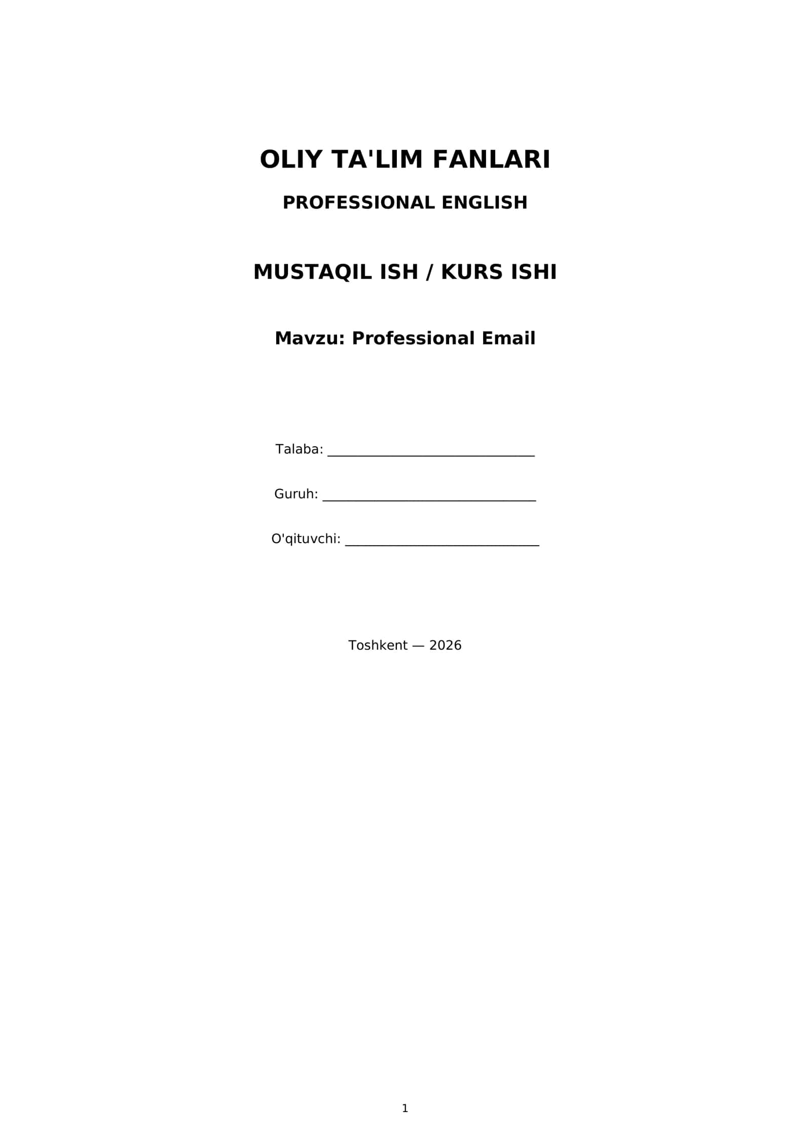 Professional Email 1