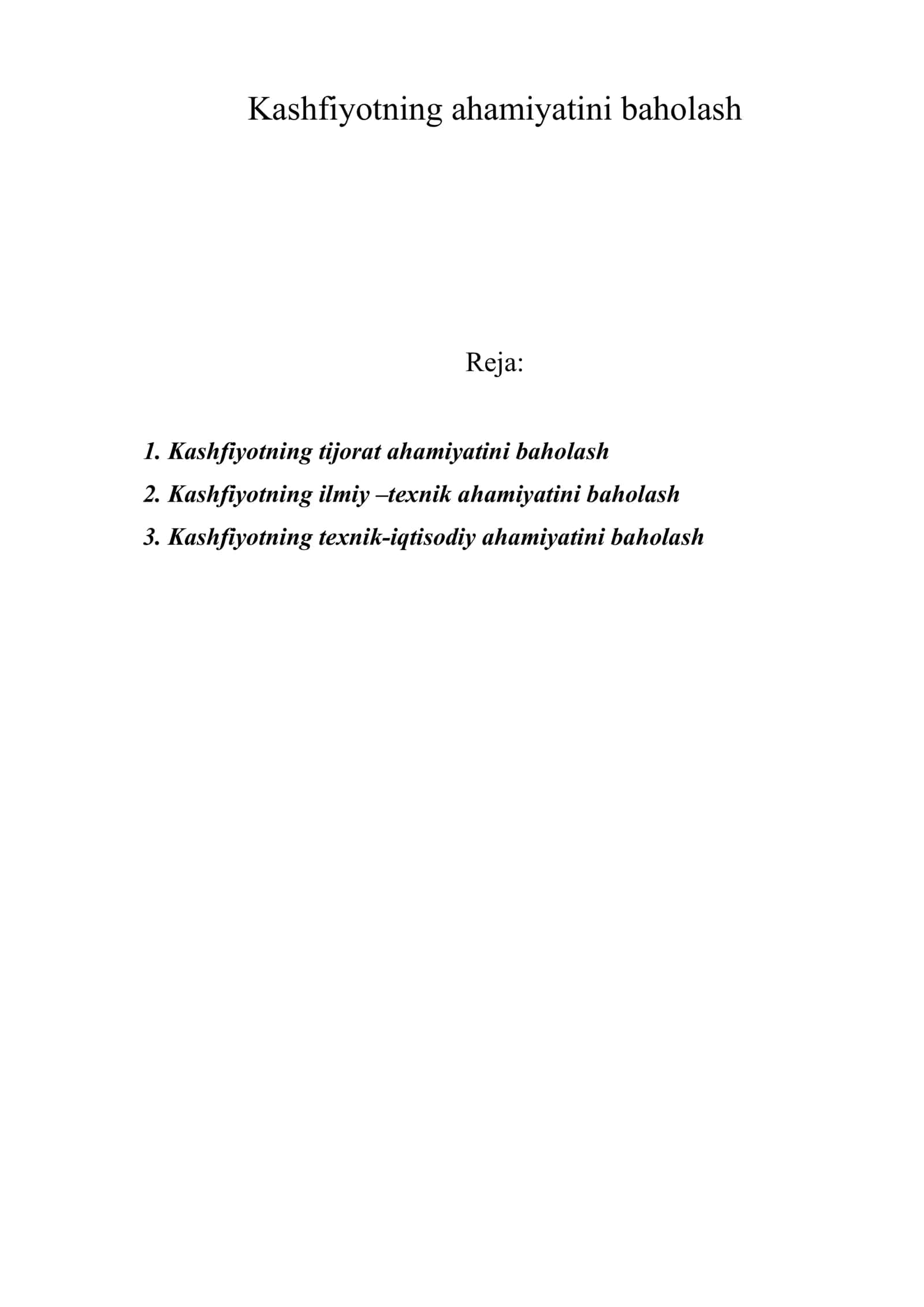Kashfiyotning ahamiyatini baholash 1