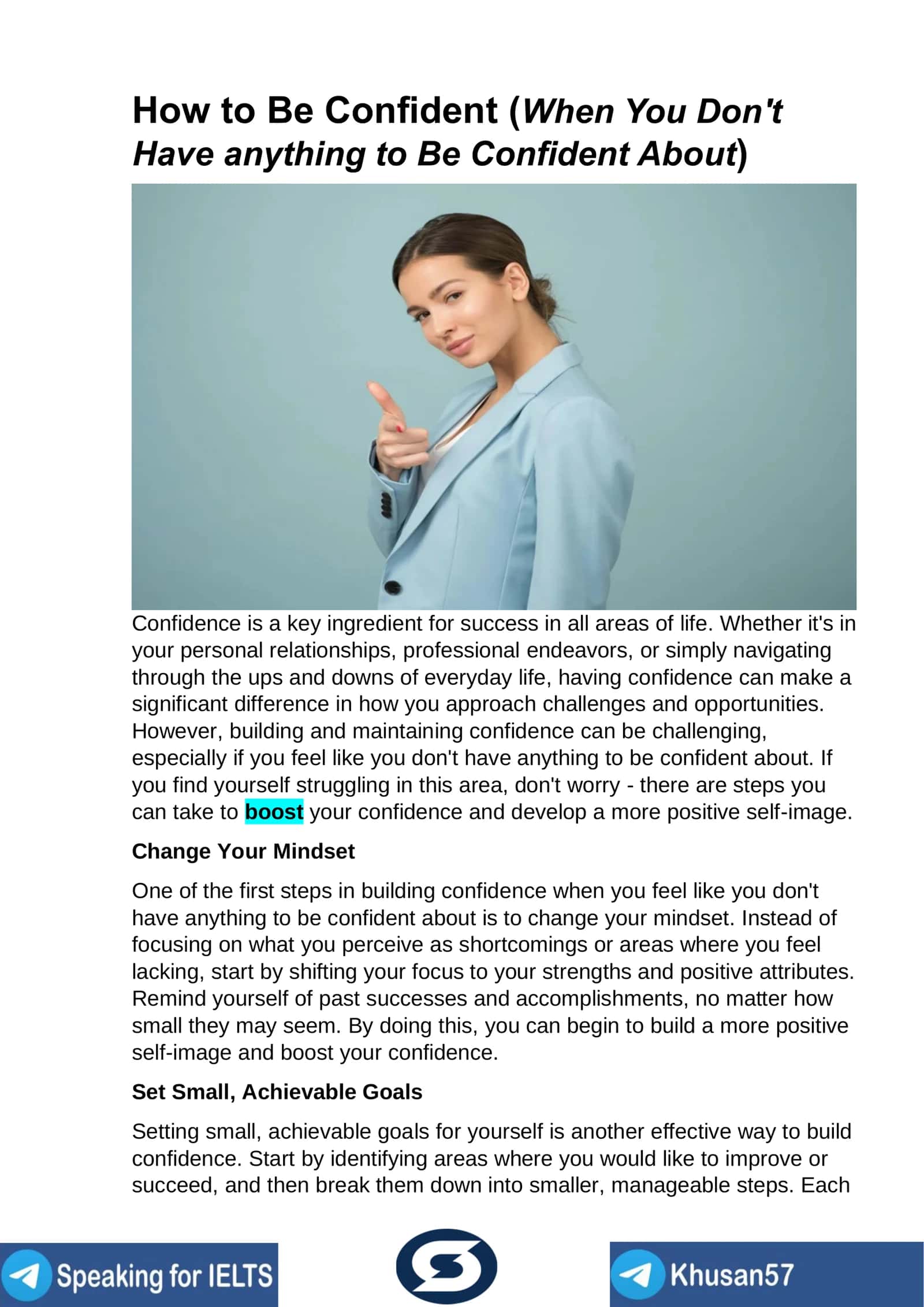 How to Be Confident (When You Don't Have anything to Be Confident About) 1