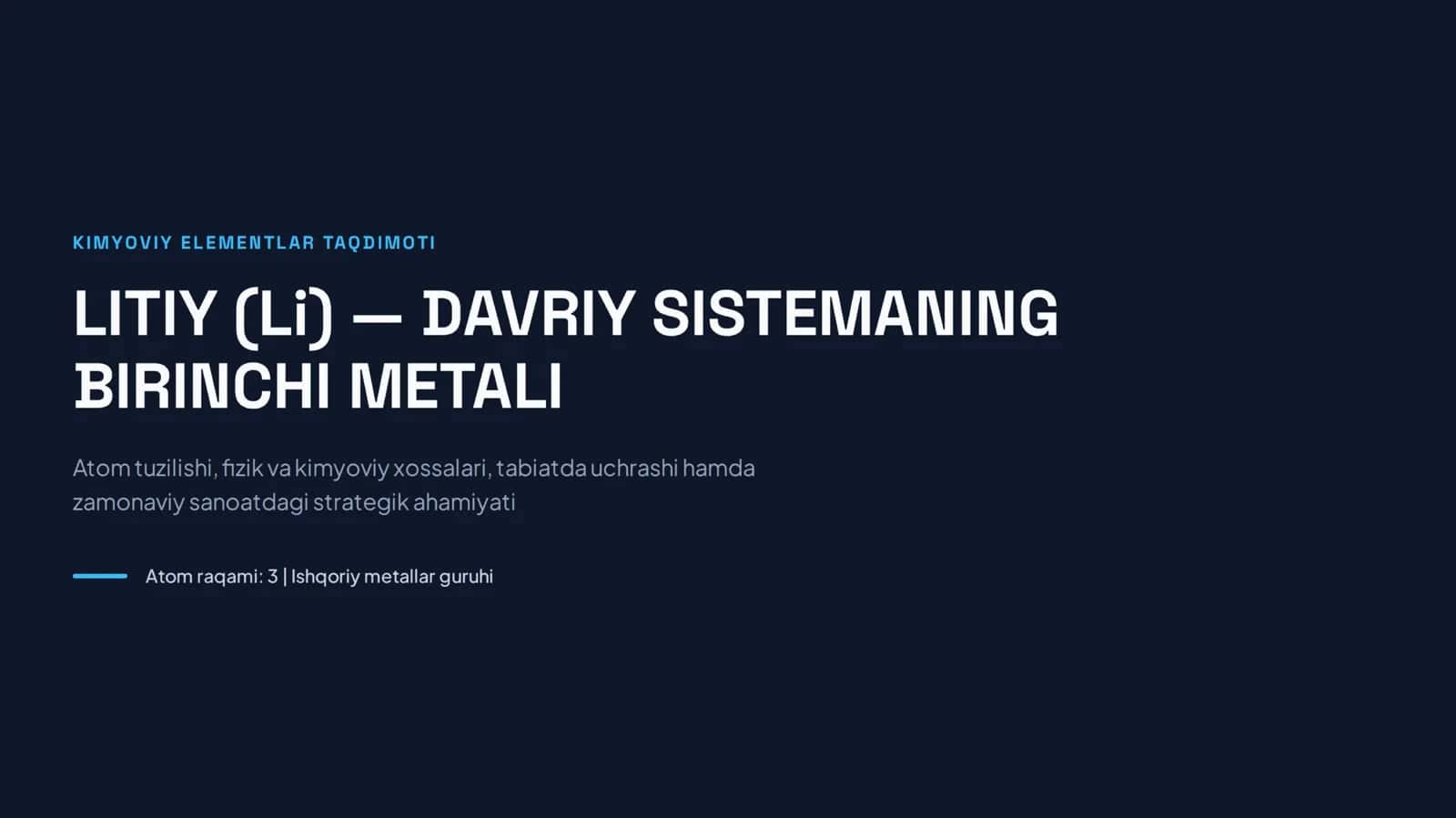 Litiy elementi haqida slayd 1