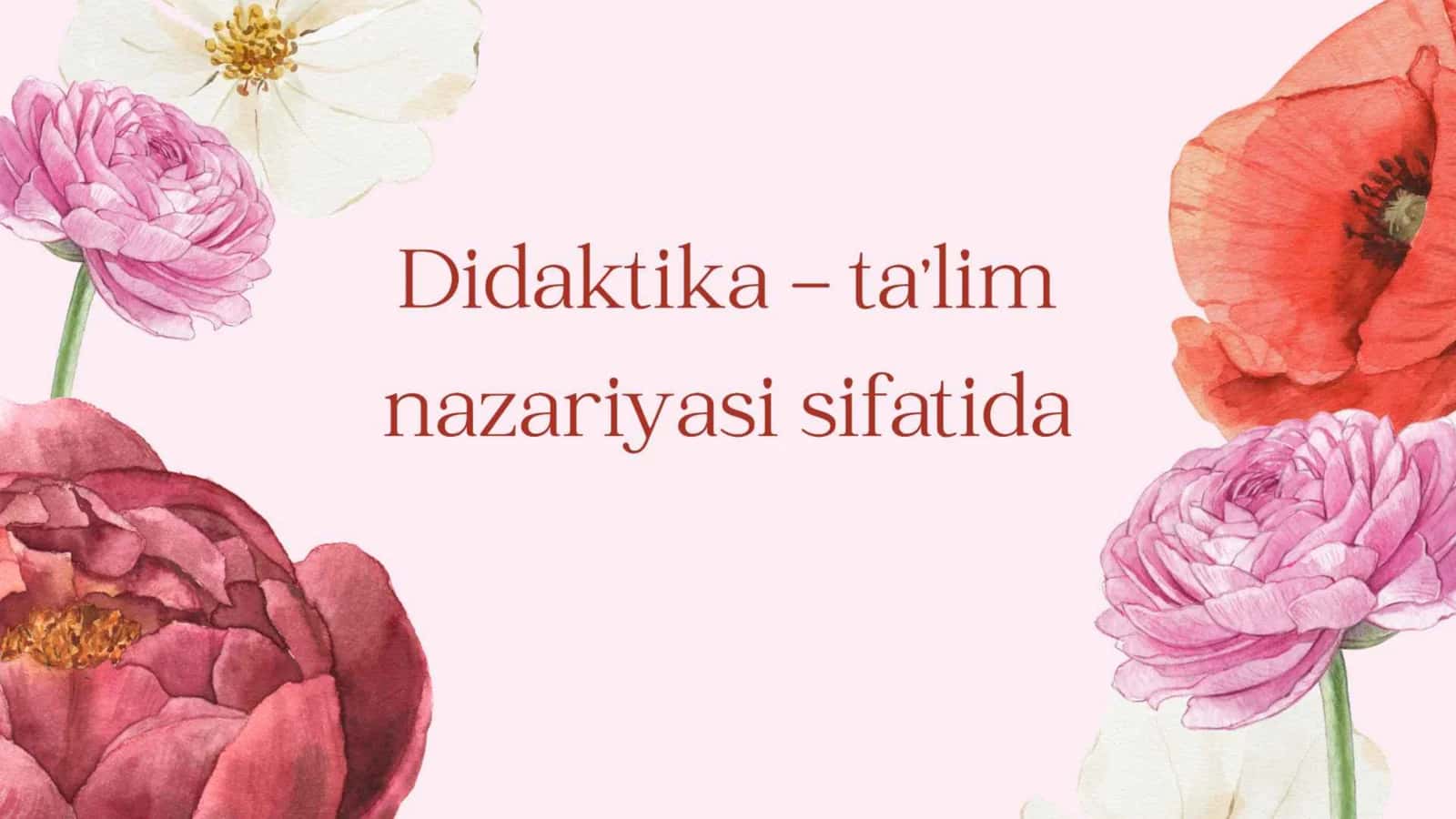 Didaktika ta'lim nazariyasi sifatida 1