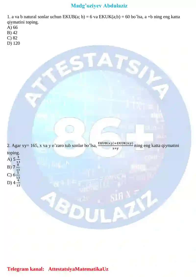 Ekub va Ekuk test