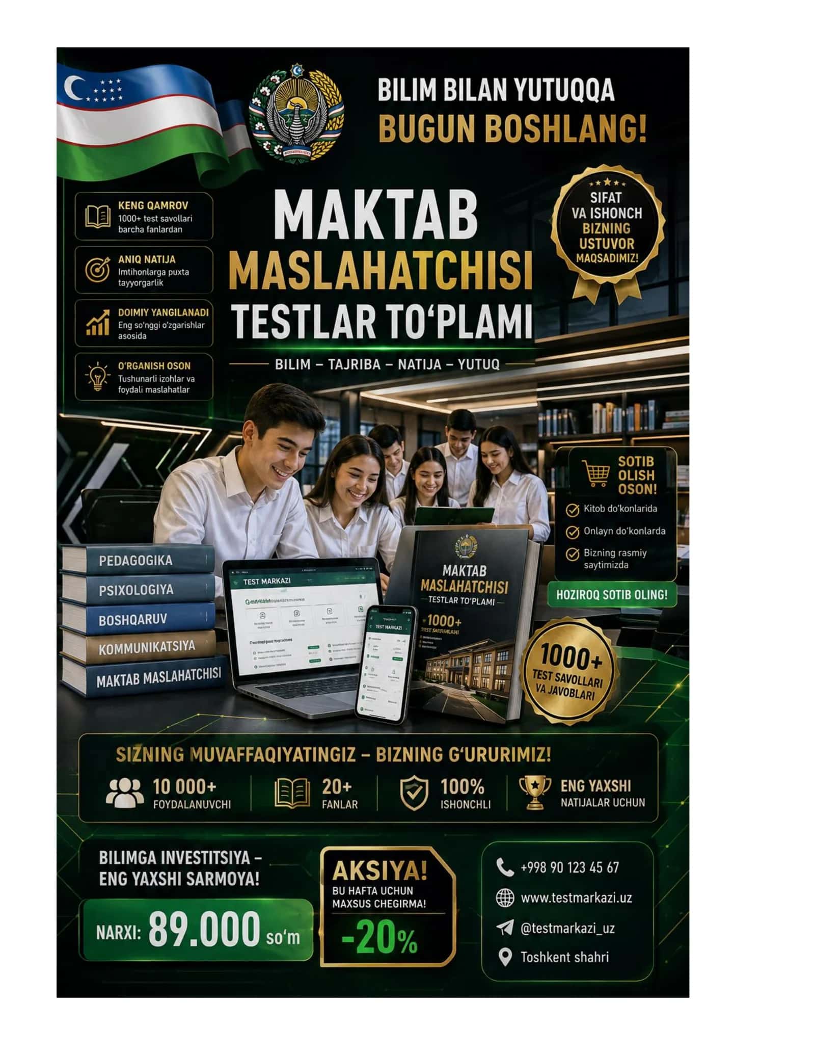 Maktab maslahatchisi 1000+ ta test 1