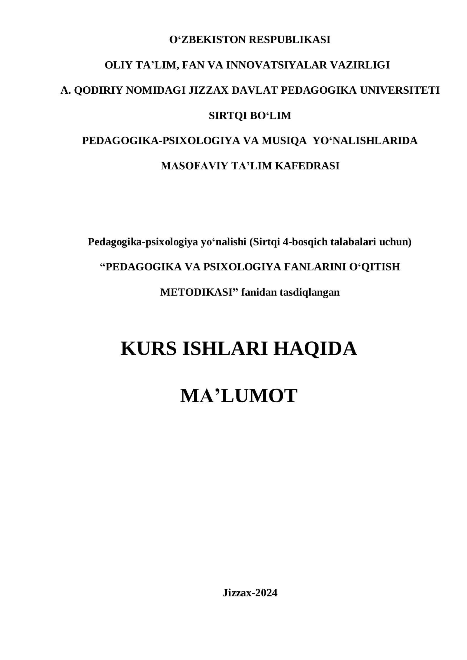 Pedagogika va Psixologiya Fanlarini O‘qitish Metodikasi 1