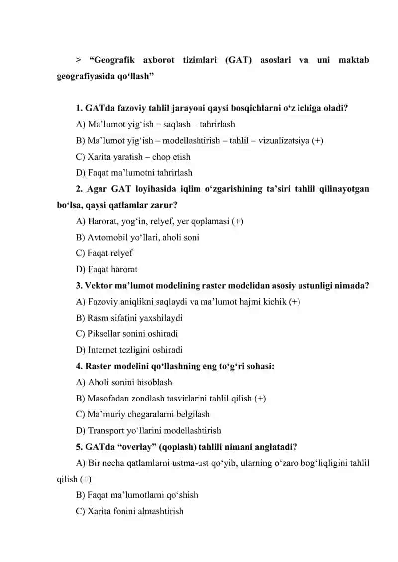 Geografik axborot tizimlari (GAT) asoslari va uni maktab geografiyasida qo‘llash 1