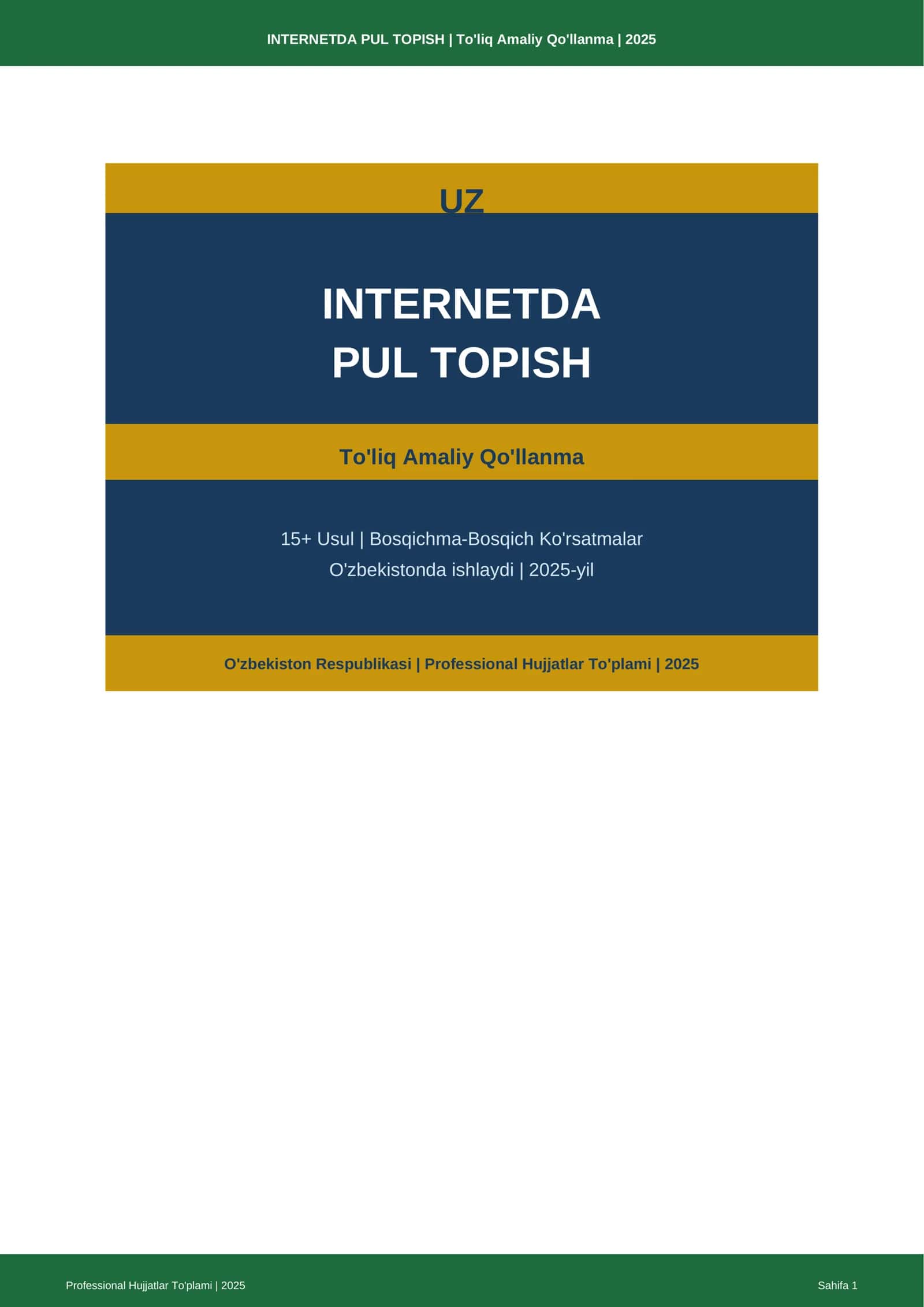 INTERNETDA PUL TOPISH | To'liq Amaliy Qo'llanma | 2025 1