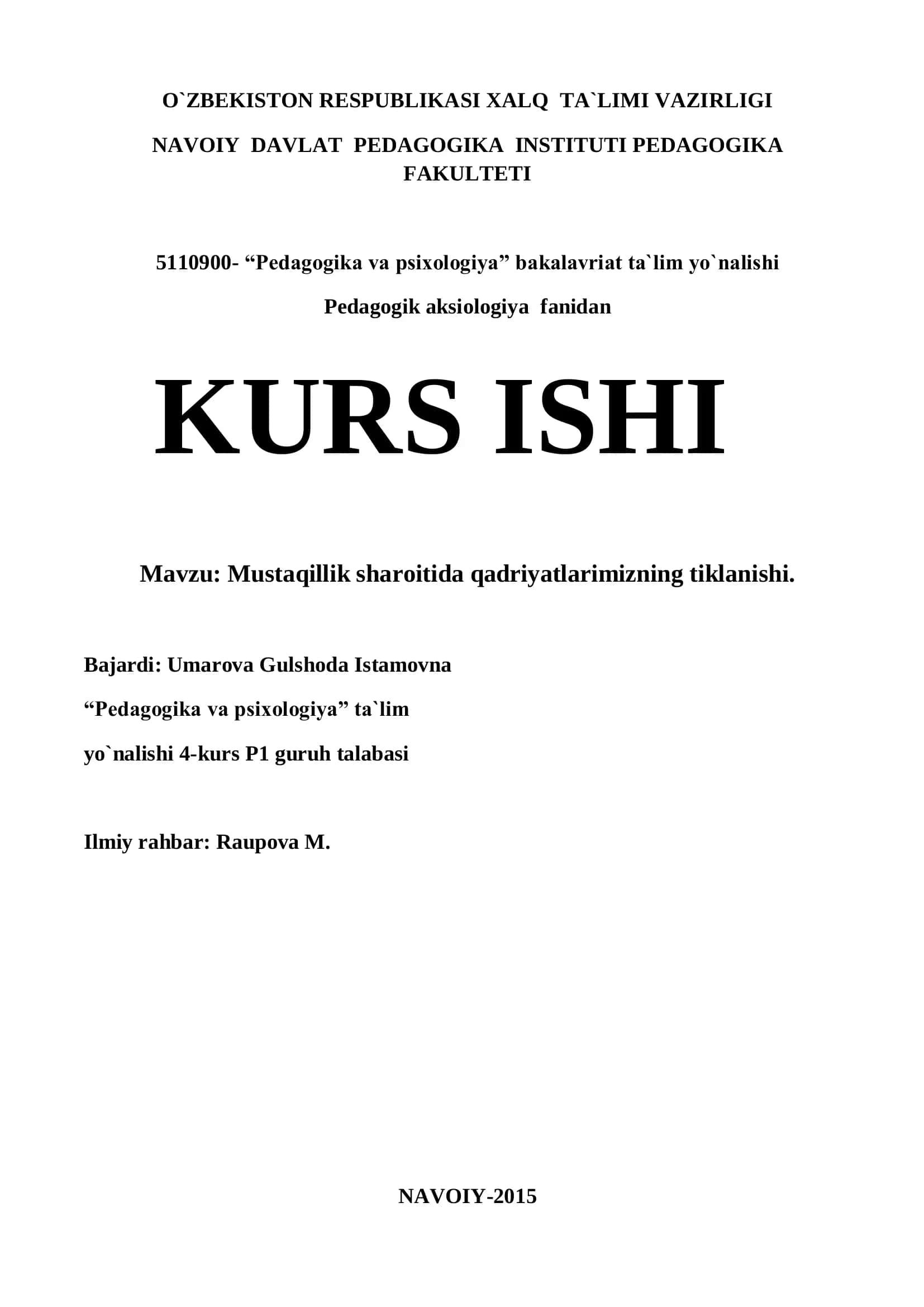 Mustaqillik sharoitida qadriyatlarimizning tiklanishi 1
