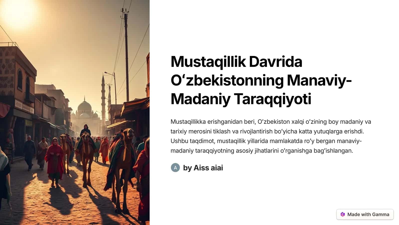 Mustaqillik Davrida Manaviy-Madaniy Taraqqiyot 1