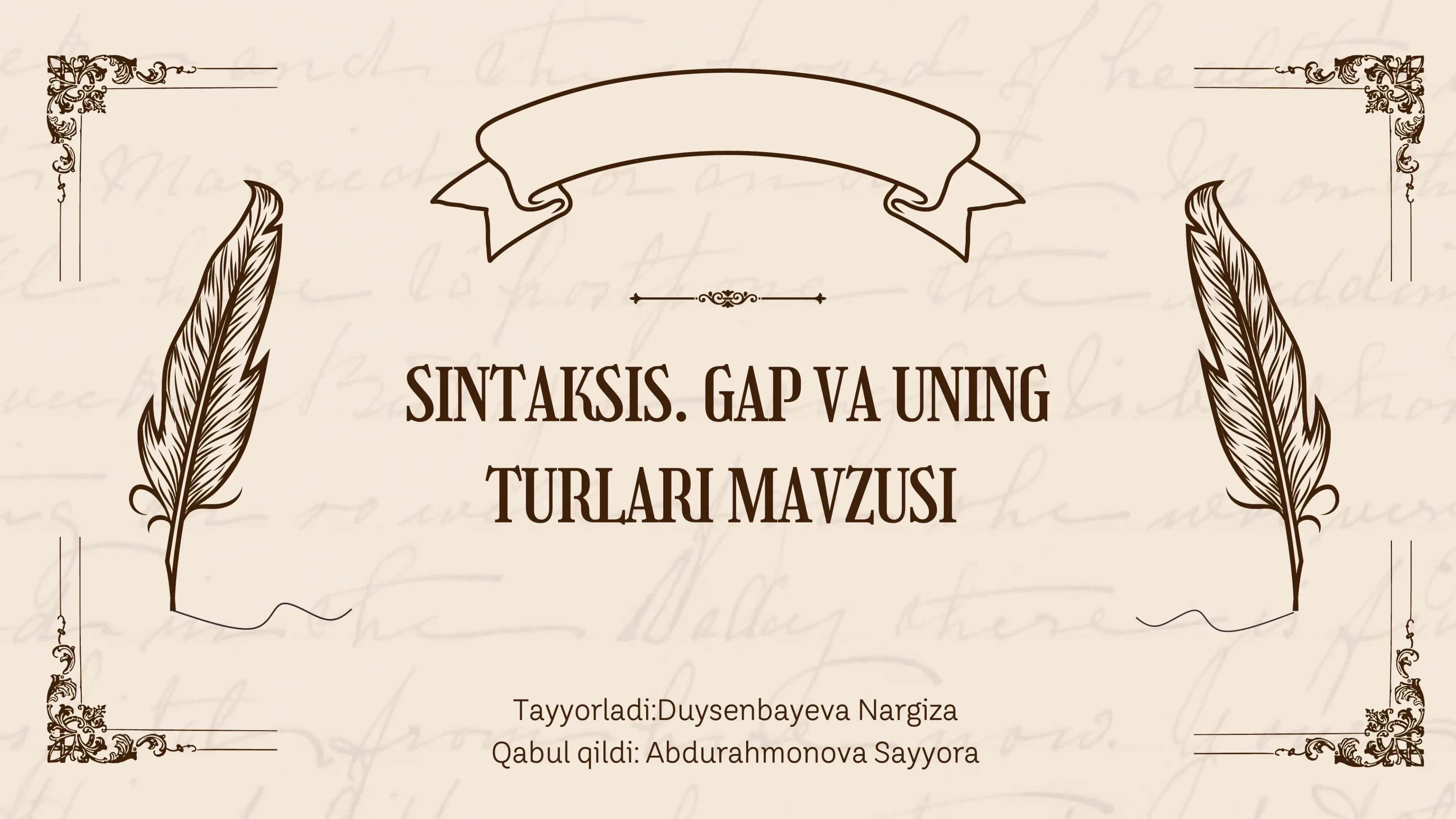 Sintaksis. Gap va uning turlari 1