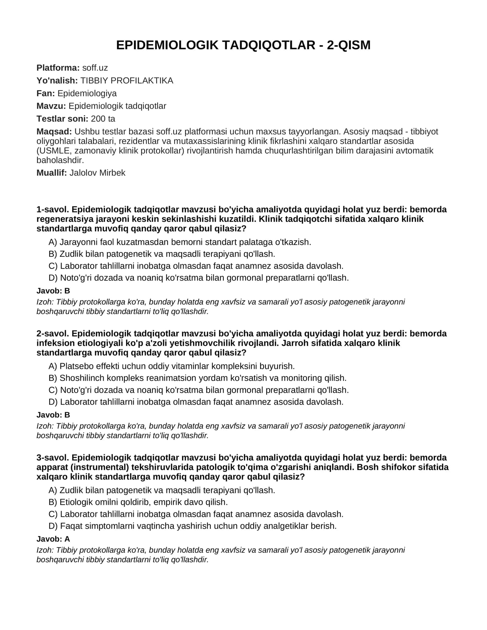 EPIDEMIOLOGIK TADQIQOTLAR - 2-QISM 1