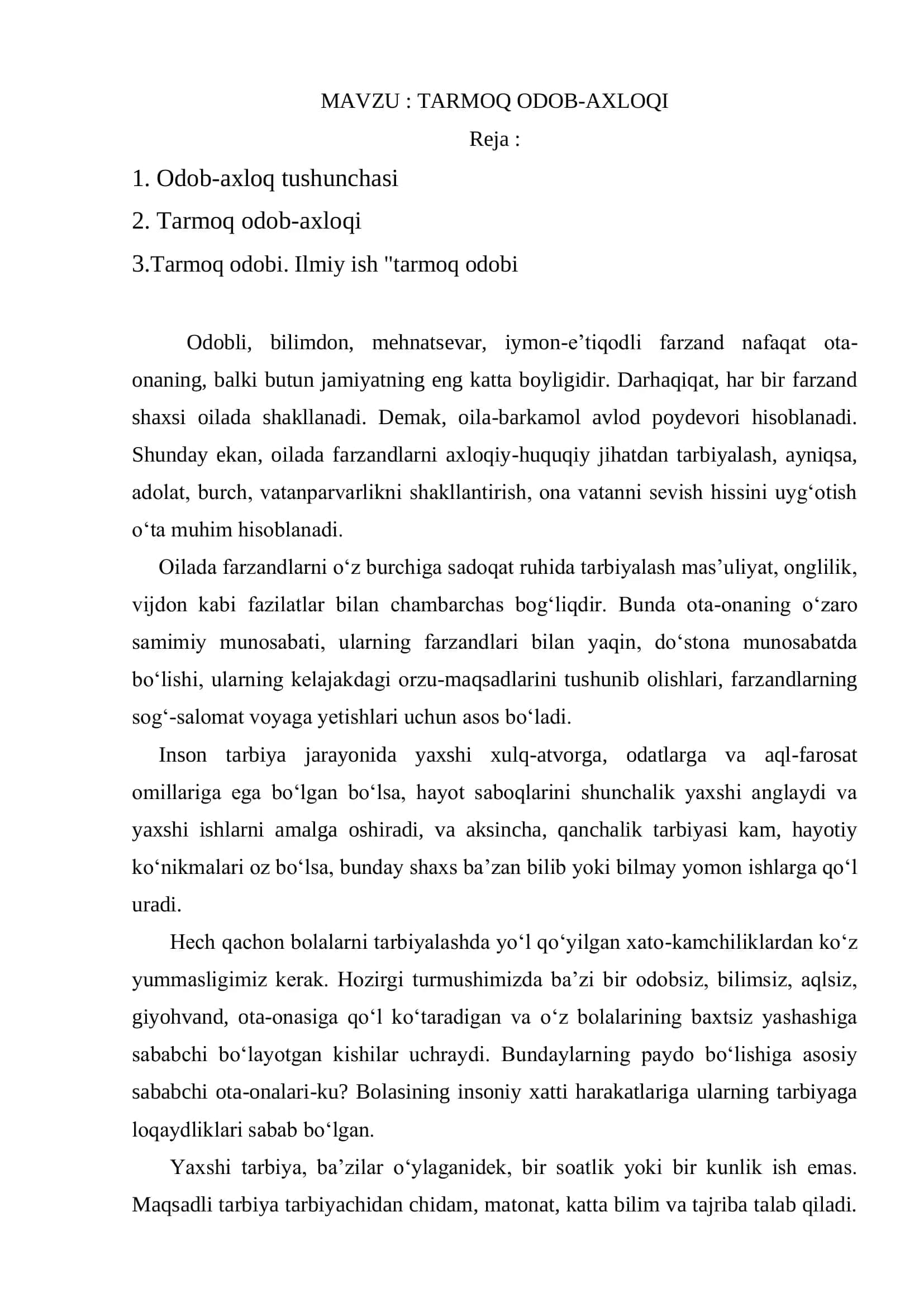 Tarmoq odobi 1