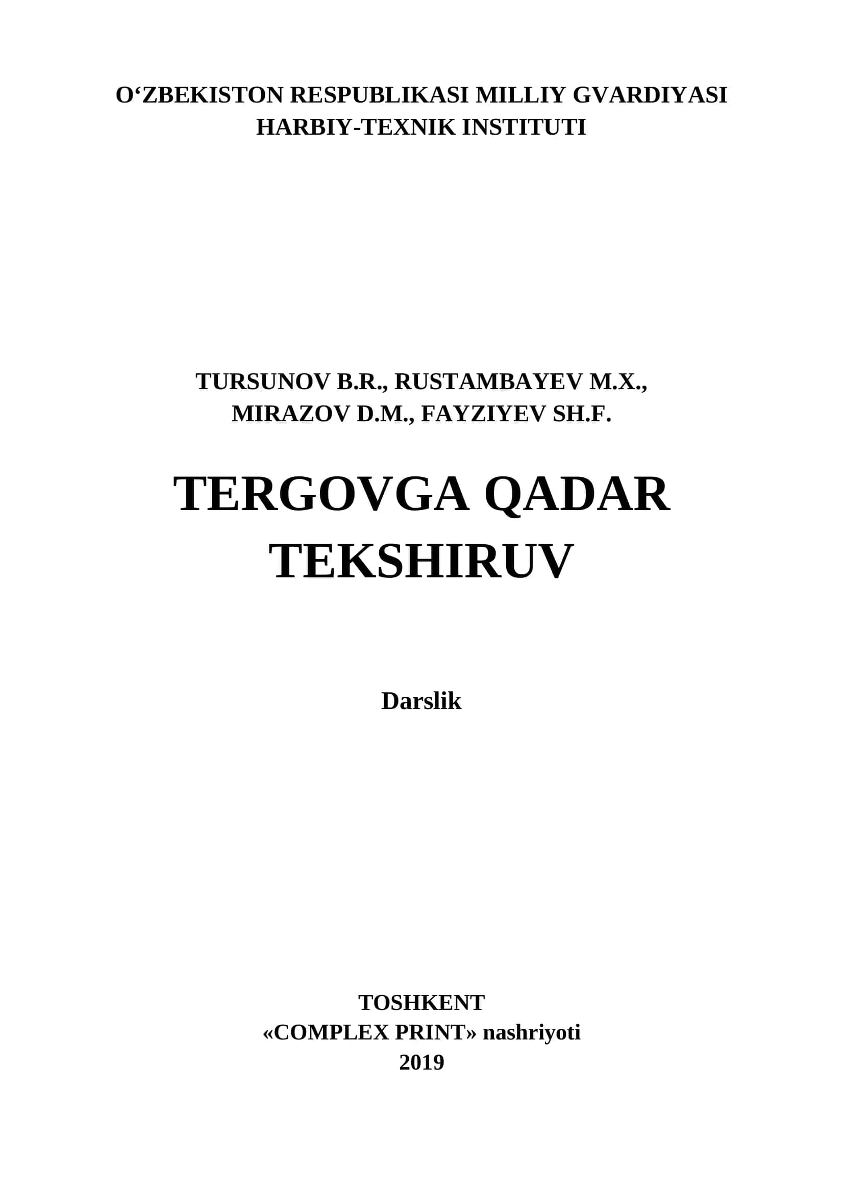 Tergovga qadar tekshiruv 1