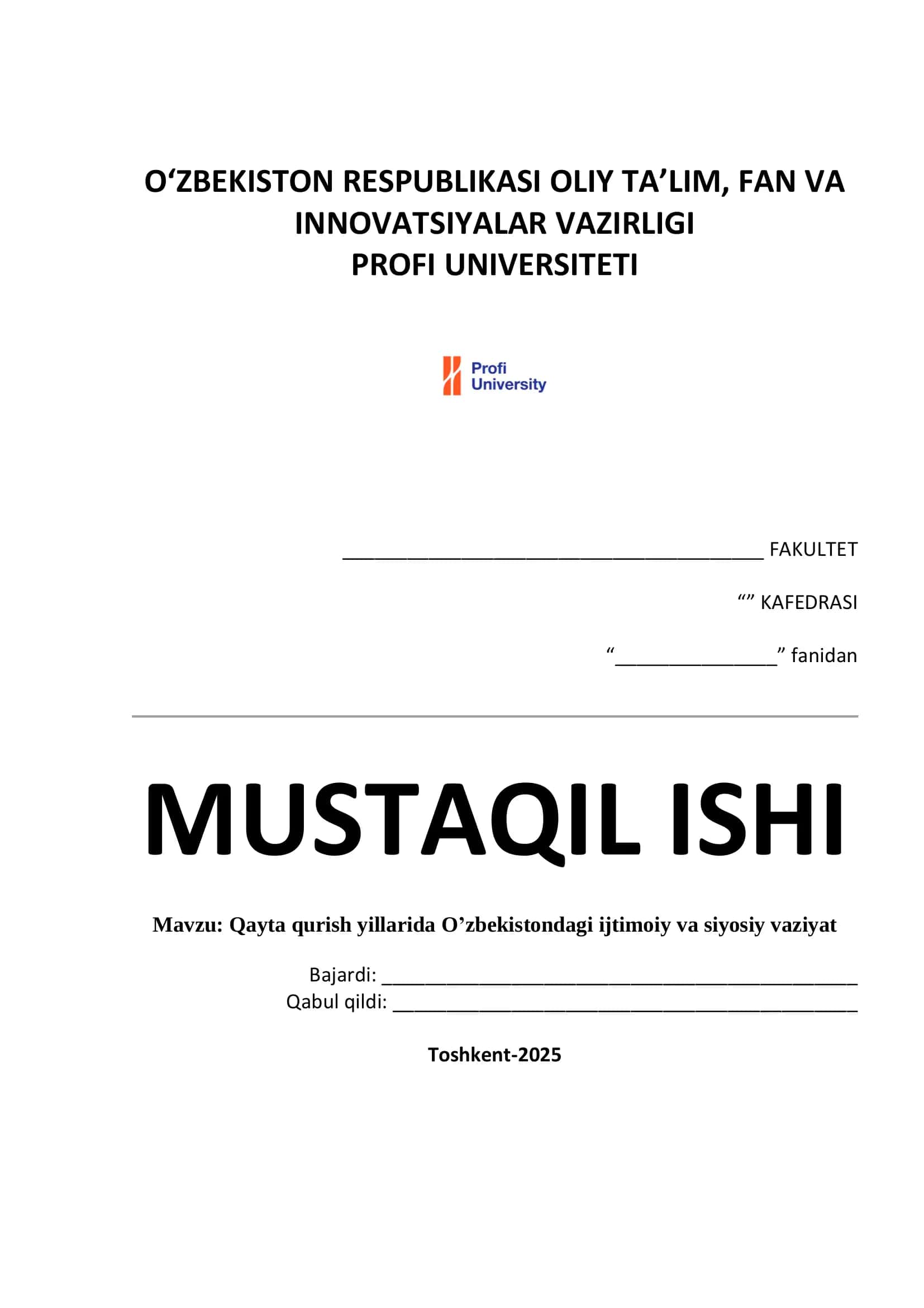 Qayta qurish yillarida O'zbekistondagi ijtimoiy va siyosiy vaziyat 1
