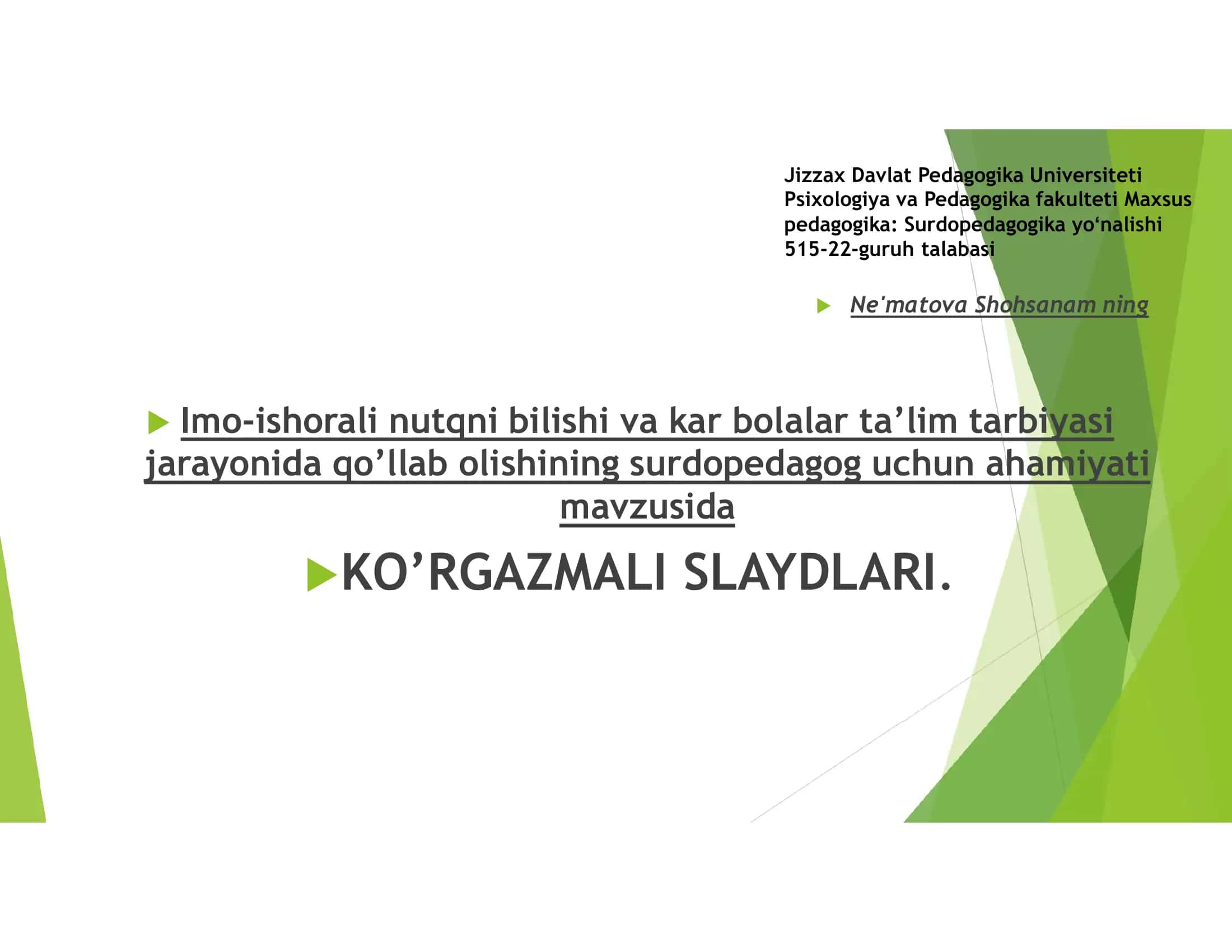 Surdopedagogika yo'nalishi 1