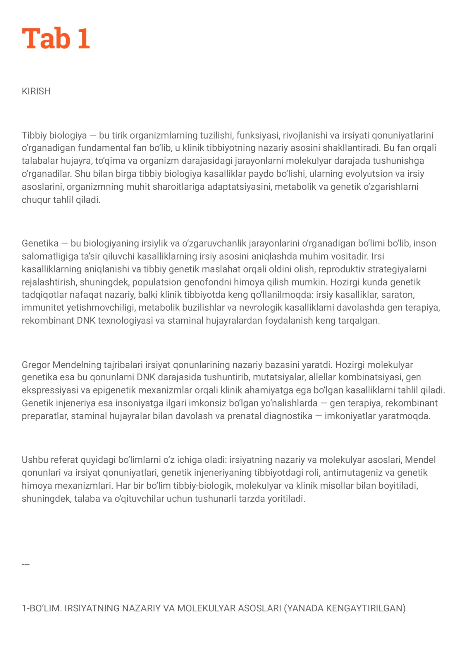 Tibbiy biologiya 1