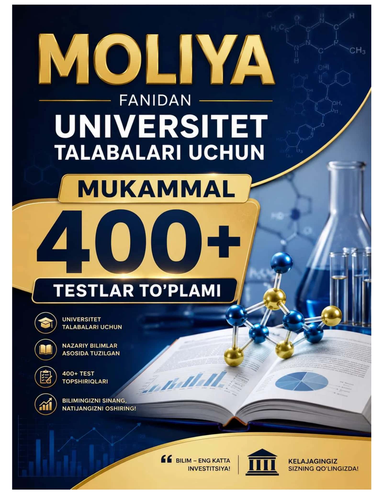 MOLIYA FANIDAN TESTLAR  TO'PLAMI 400+ 2026 yil 1