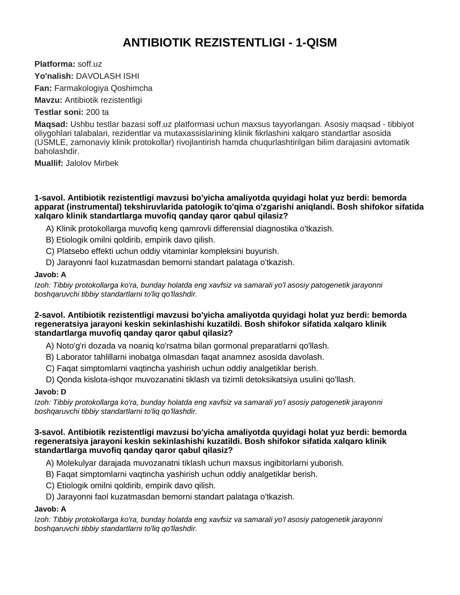 Antibiotik rezistentligi - 1-QISM 1