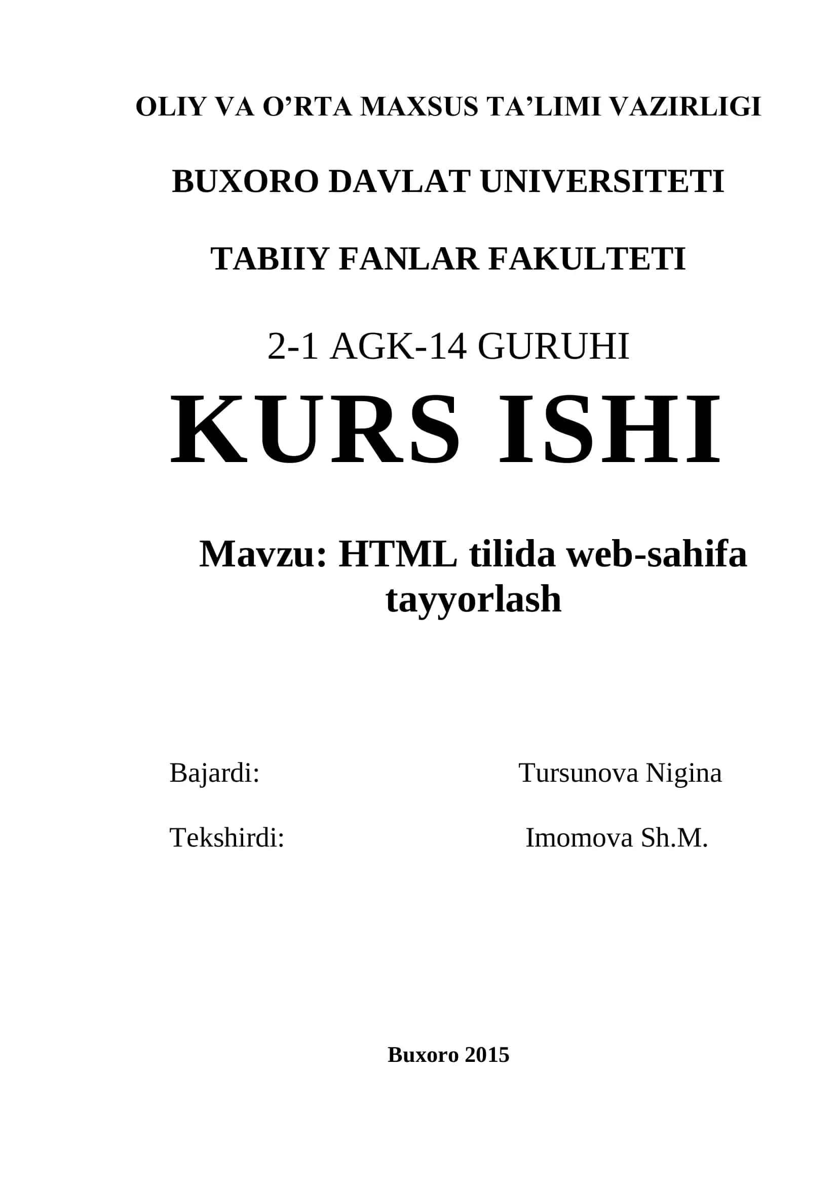 HTML tilida web-sahifa tayyorlash 1