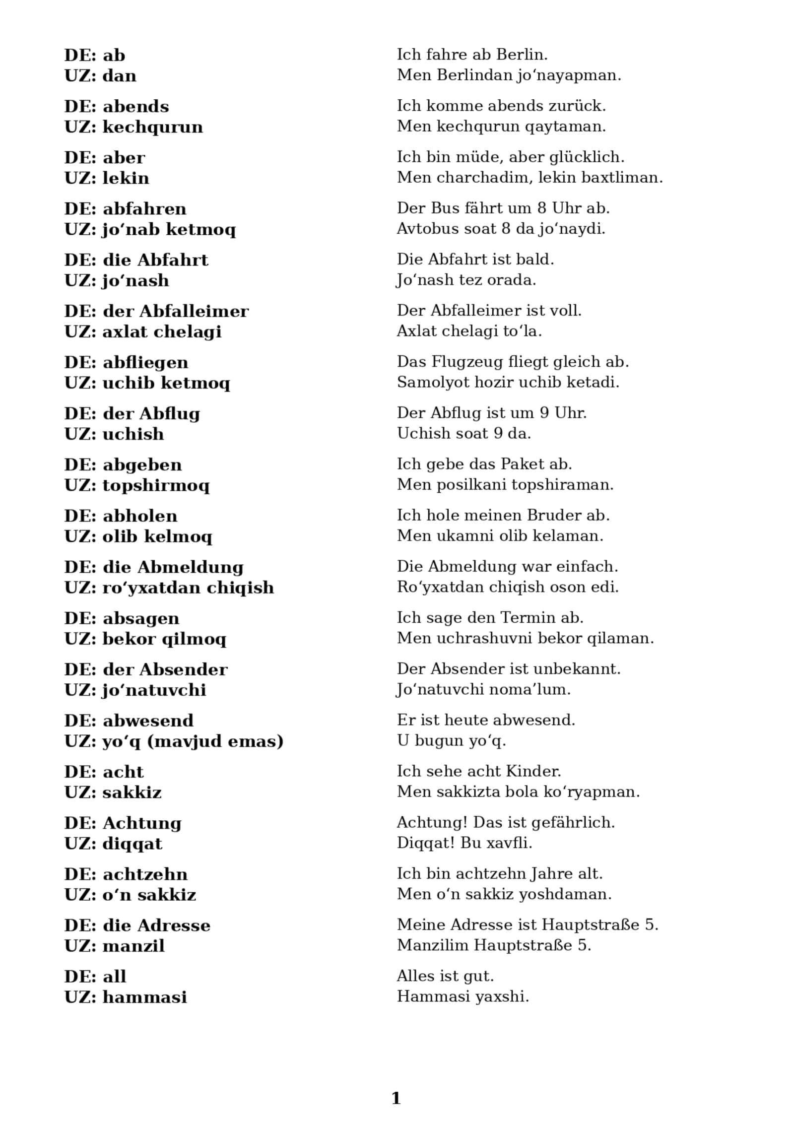 🚀🇩🇪 NEMIS TILI A1 LUG‘ATLARI VA IBORALARI 🇩🇪🚀 ⚡ A1 DARAJA UCHUN PREMIUM PDF ⚡ 1