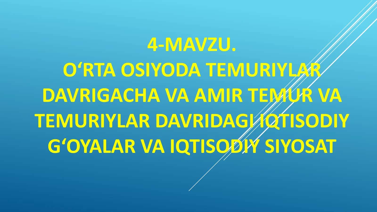 O‘RTA OSIYODA TEMURIYLAR DAVRIGACHA VA AMIR TEMUR VA TEMURIYLAR DAVRIDAGI IQTISODIY G‘OYALAR VA IQTISODIY SIYOSAT 1