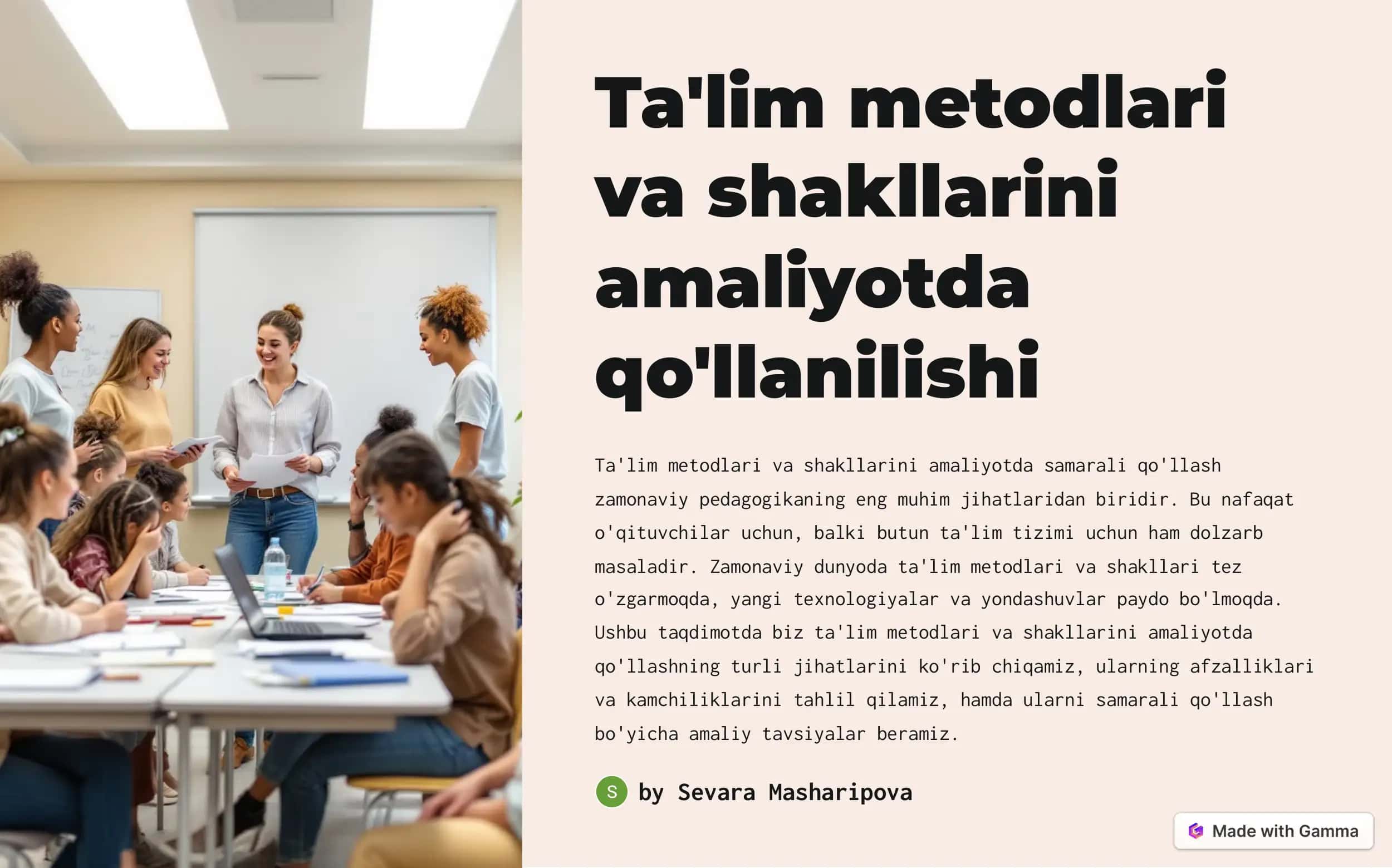 Ta'lim metodlari va shakllarini amaliyotda samarali qo'llash 1