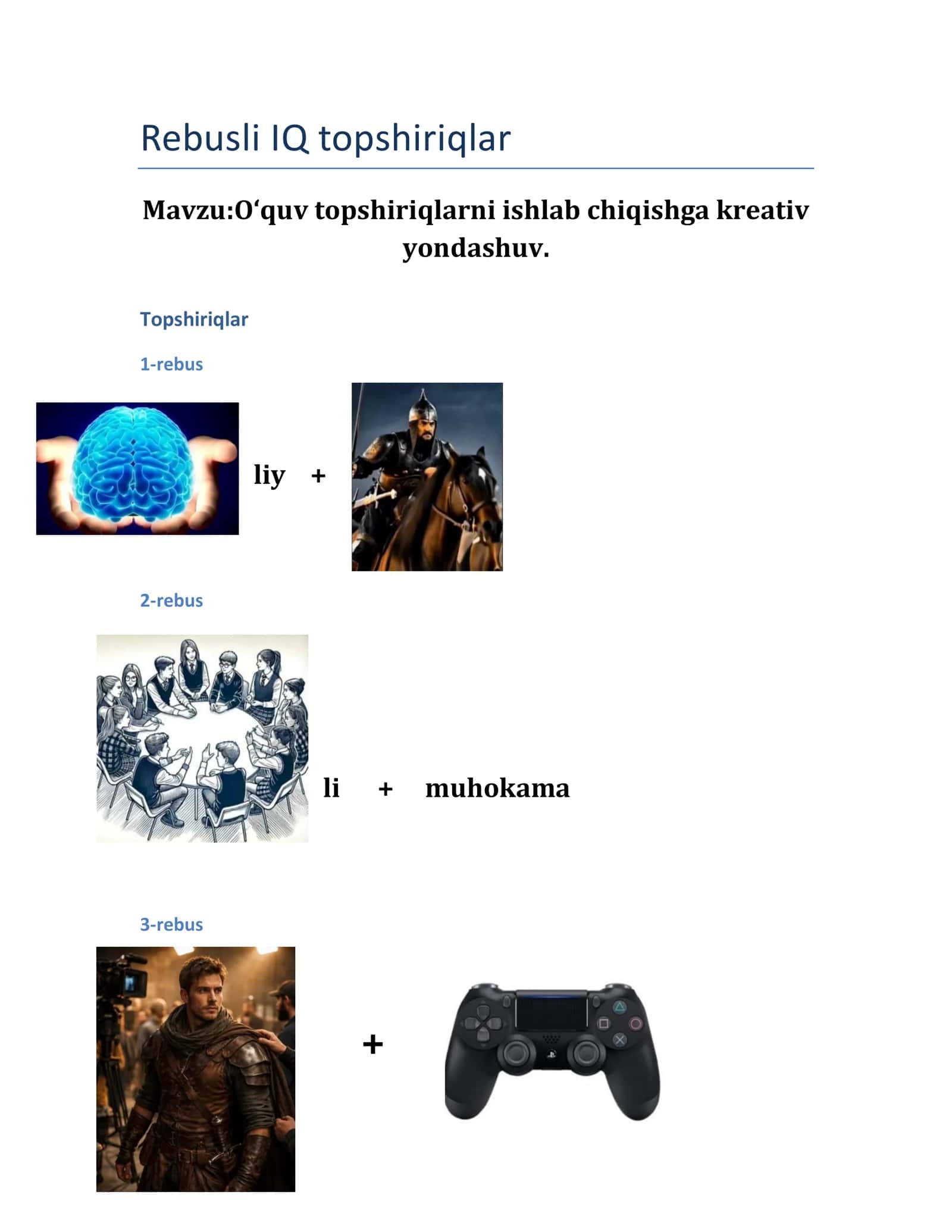 Rebusli IQ topshiriqlar 1