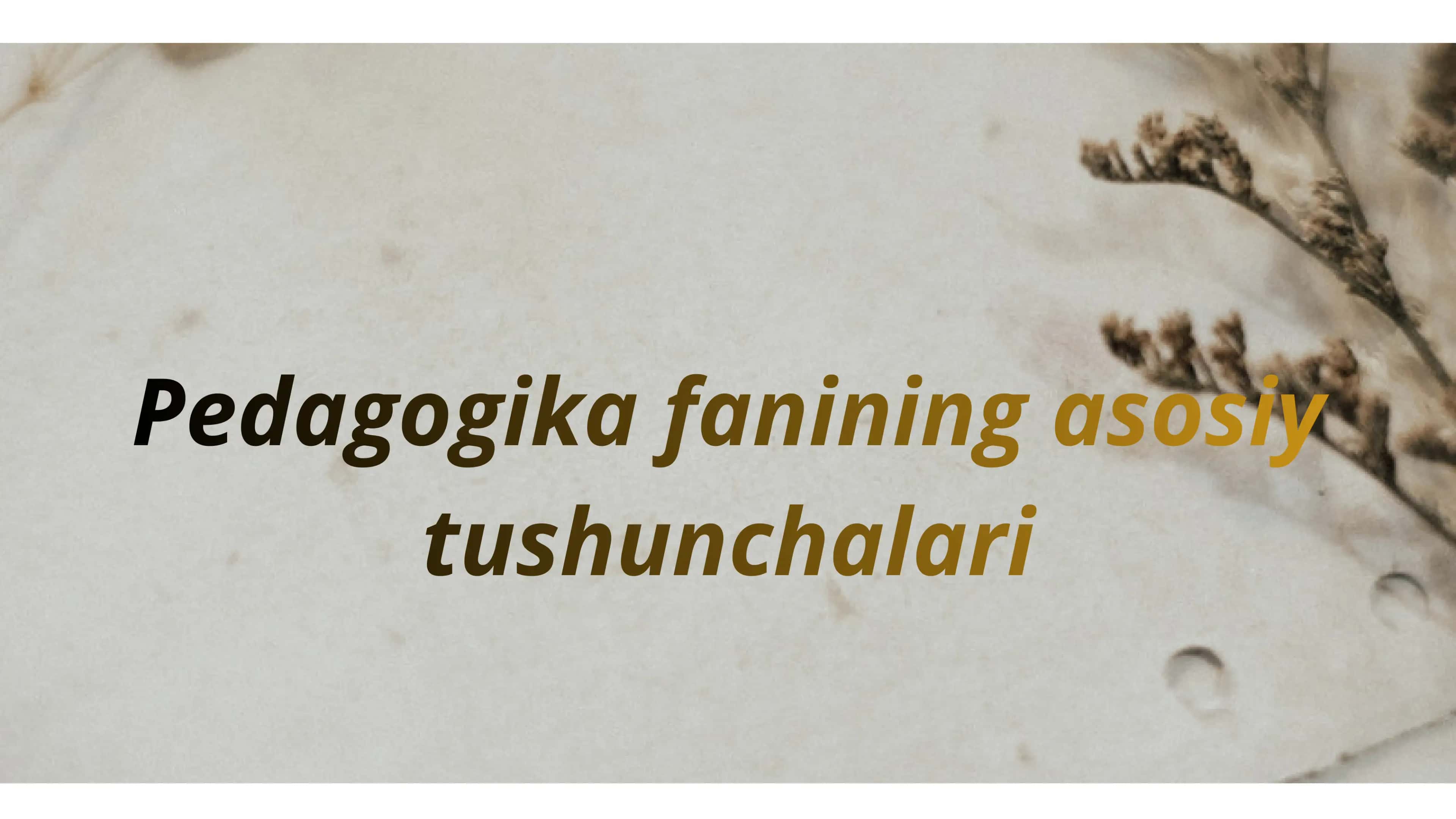 Pedagogika fanining asosiy tushunchalari 1