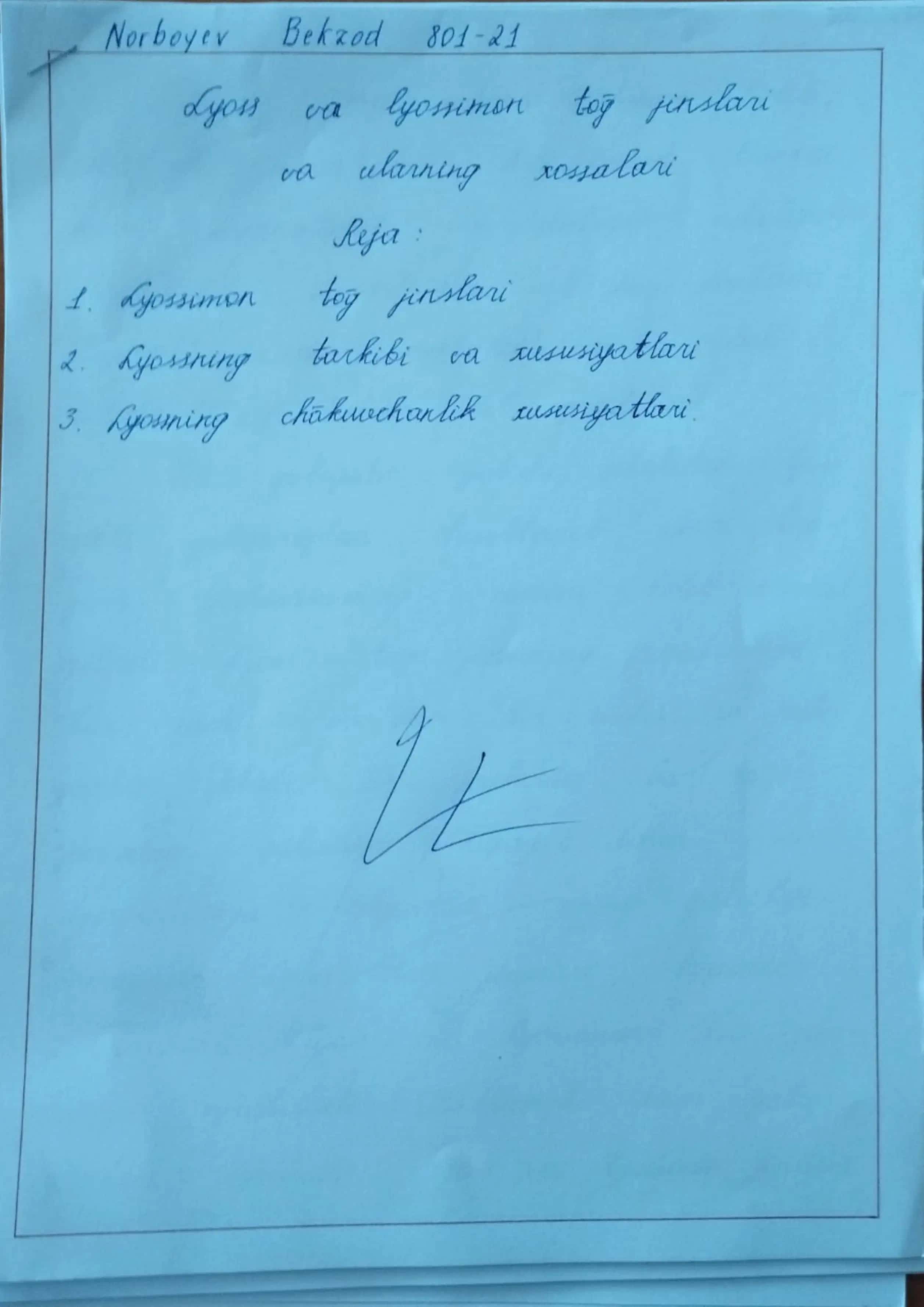 Lyoss va lyossimon tog' jinslari va ularning xossalari 1