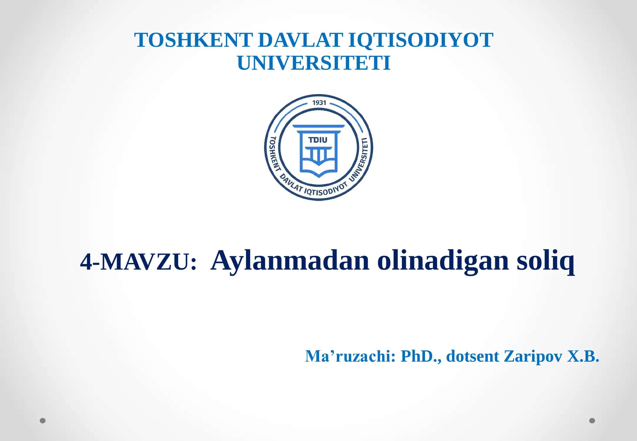 Aylanmadan olinadigan soliq 1