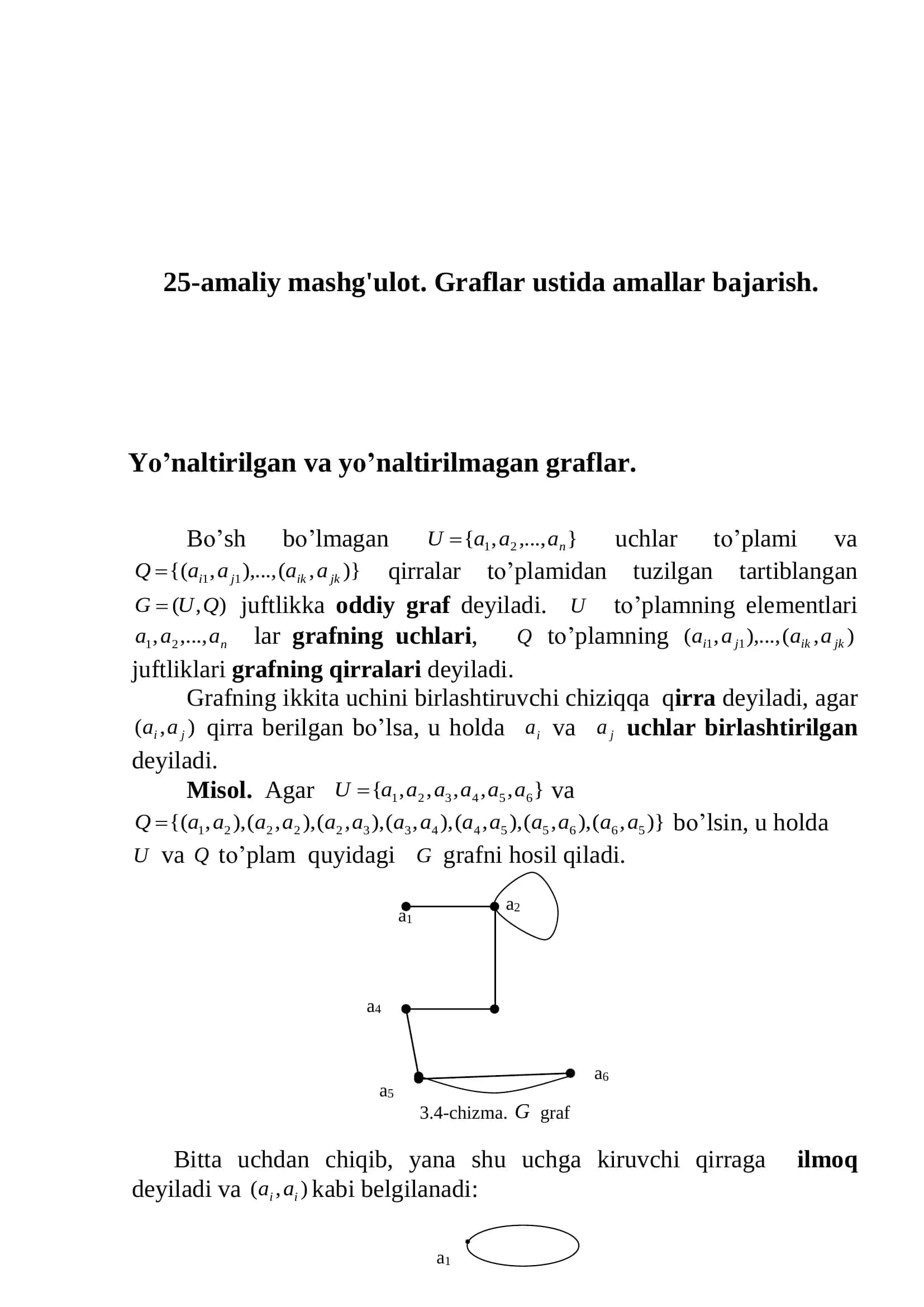 Graflar ustida amallar bajarish 1