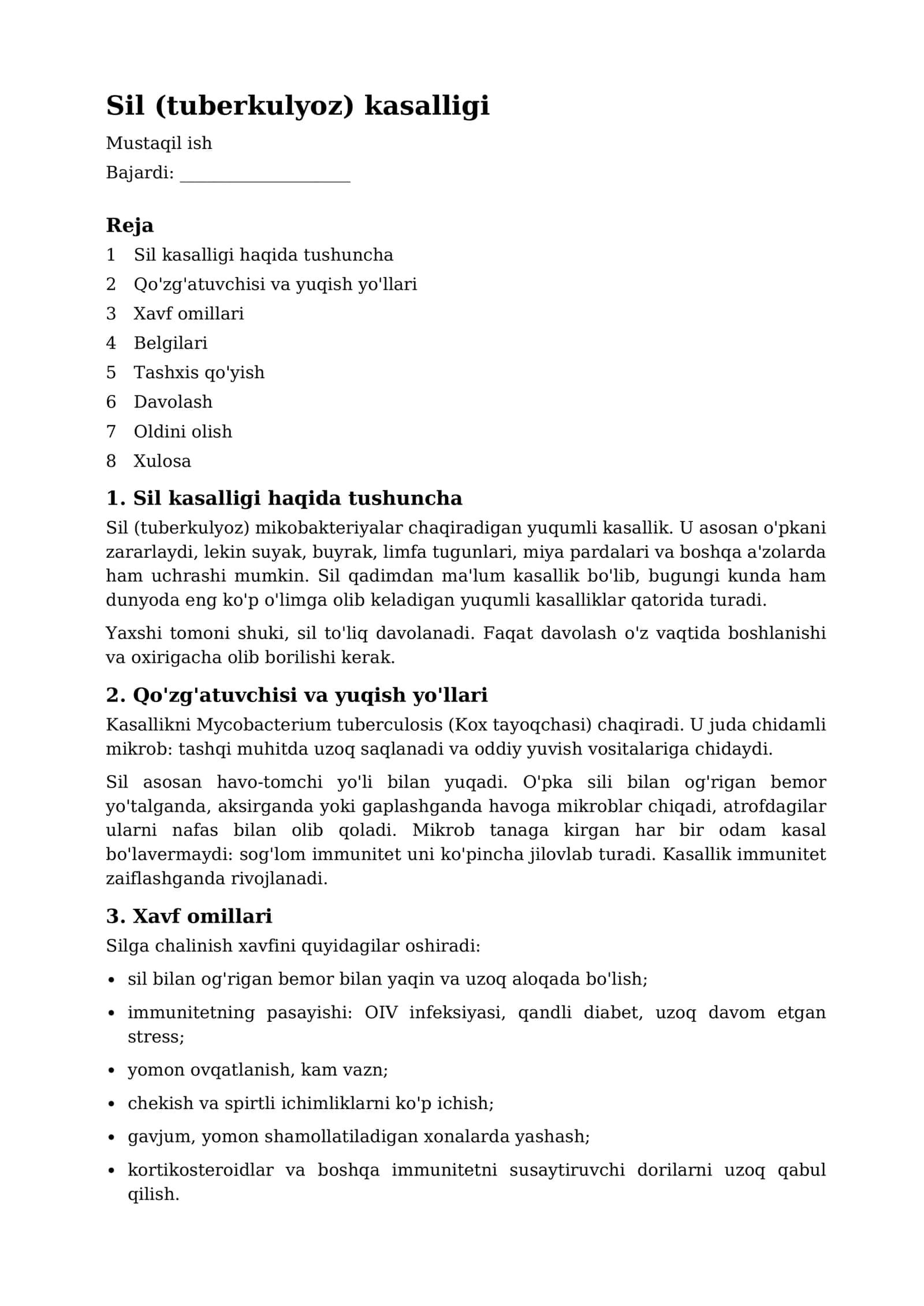 Sil (tuberkulyoz) kasalligi 1