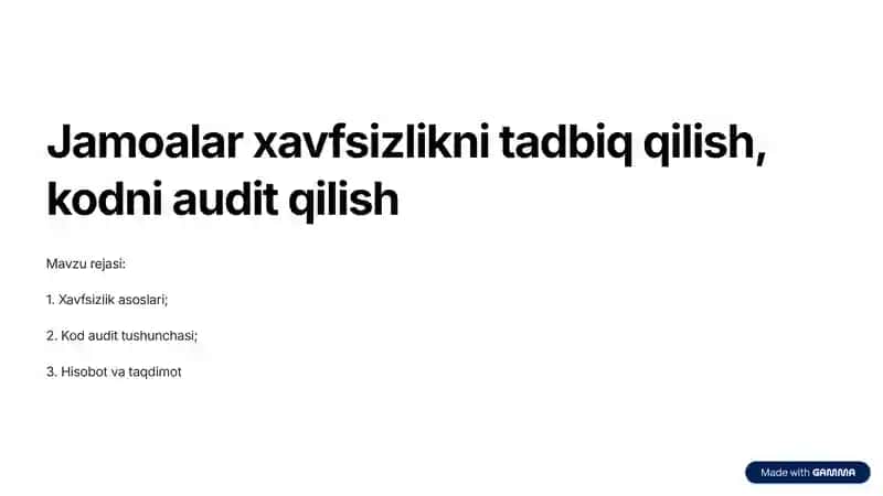 Jamoalar xavfsizlikni tadbiq qilish