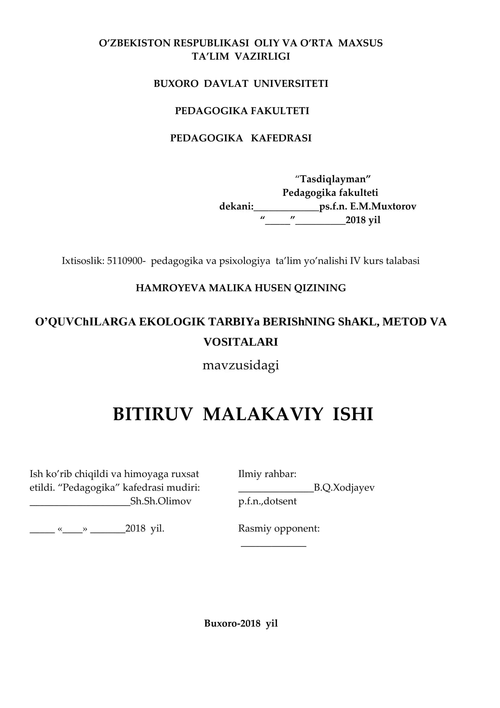 O’quvchilarga ekologik tarbiya berishning shakl, metod va vositalari 1