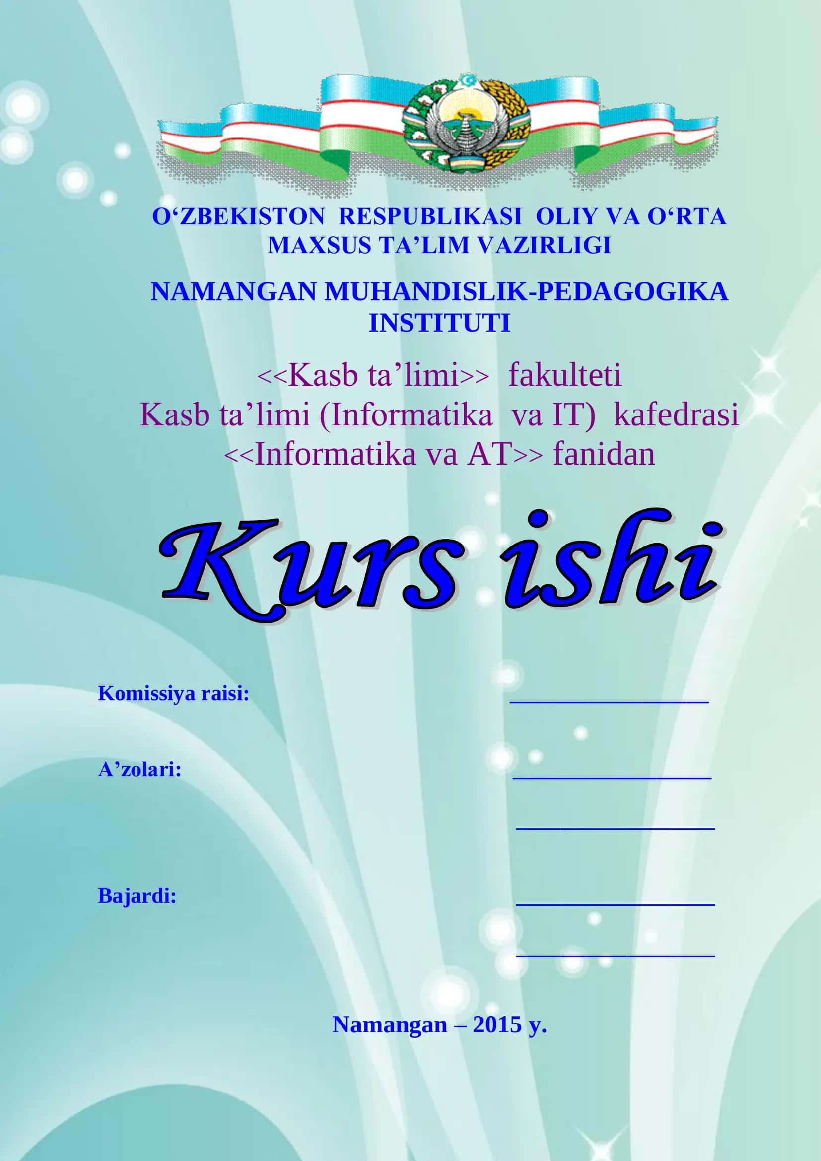 Kasb ta’limi (Informatika va IT) 1