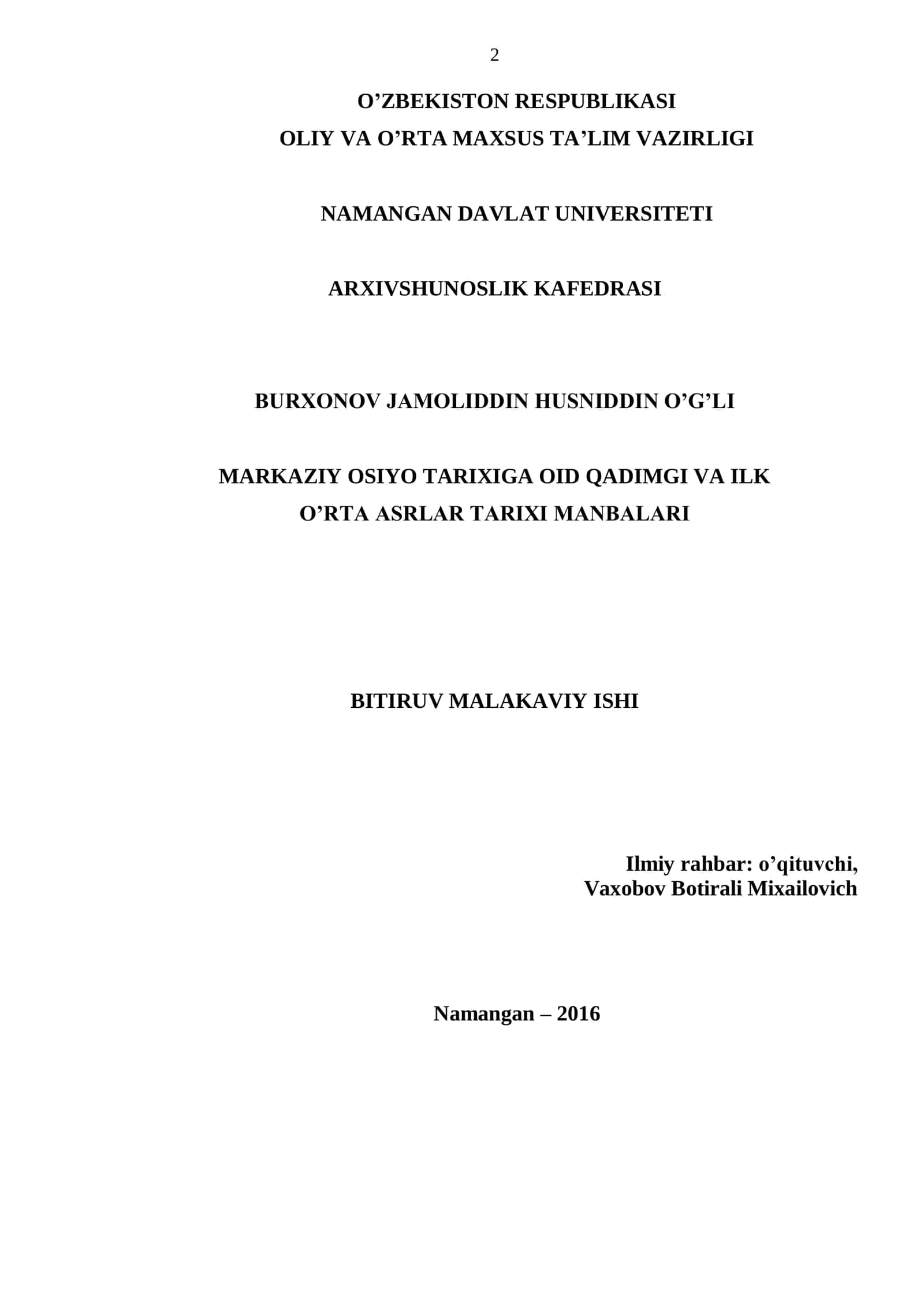 MARKAZIY OSIYO TARIXIGA OID QADIMGI VA ILK O’RTA ASRLAR TARIXI MANBALARI 1