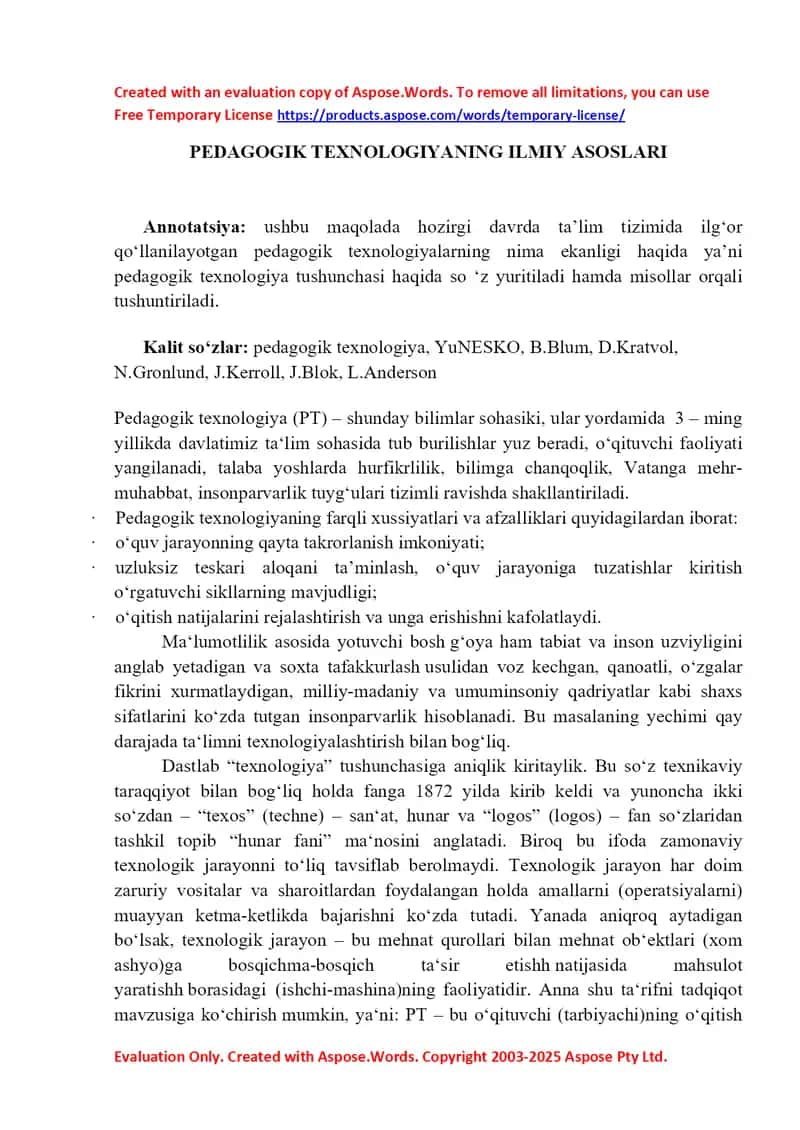 PEDAGOGIK TEXNOLOGIYANING ILMIY ASOSLARI 1