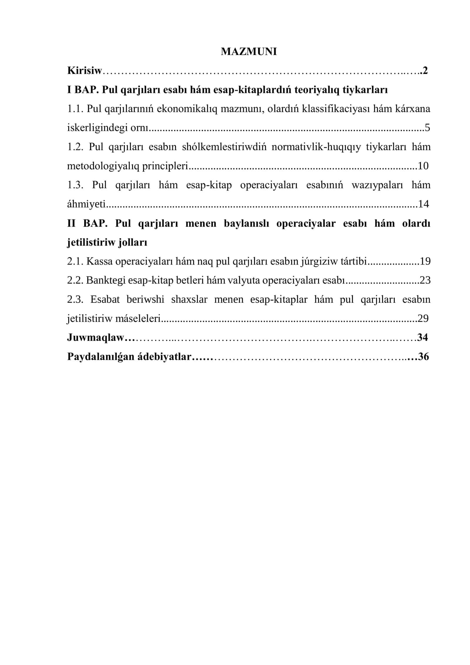 Pul qarjıları esabı hám esap-kitaplardıń teoriyalıq tiykarları 1